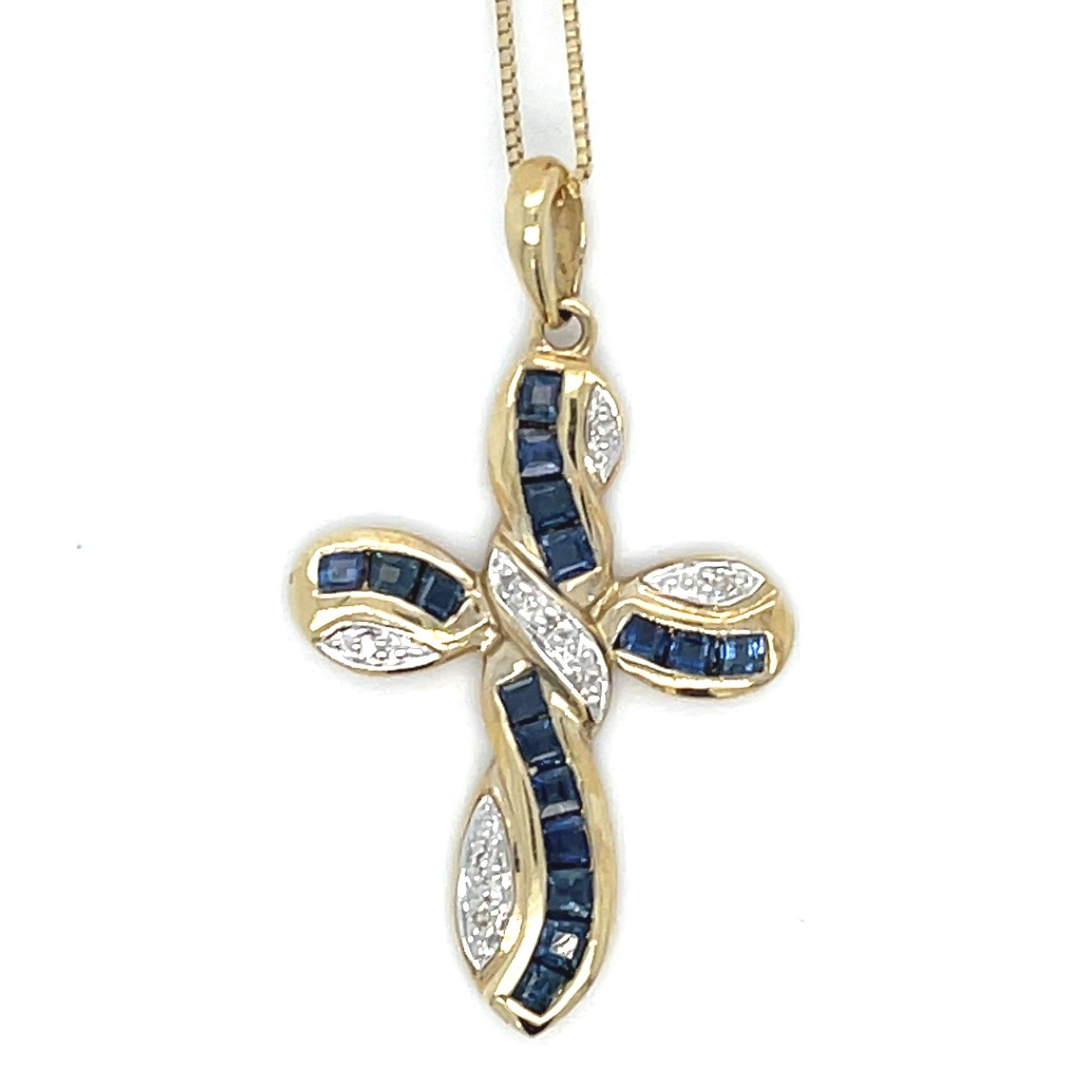 .50ct Sapphire .06ct Diamond 14KY Cross