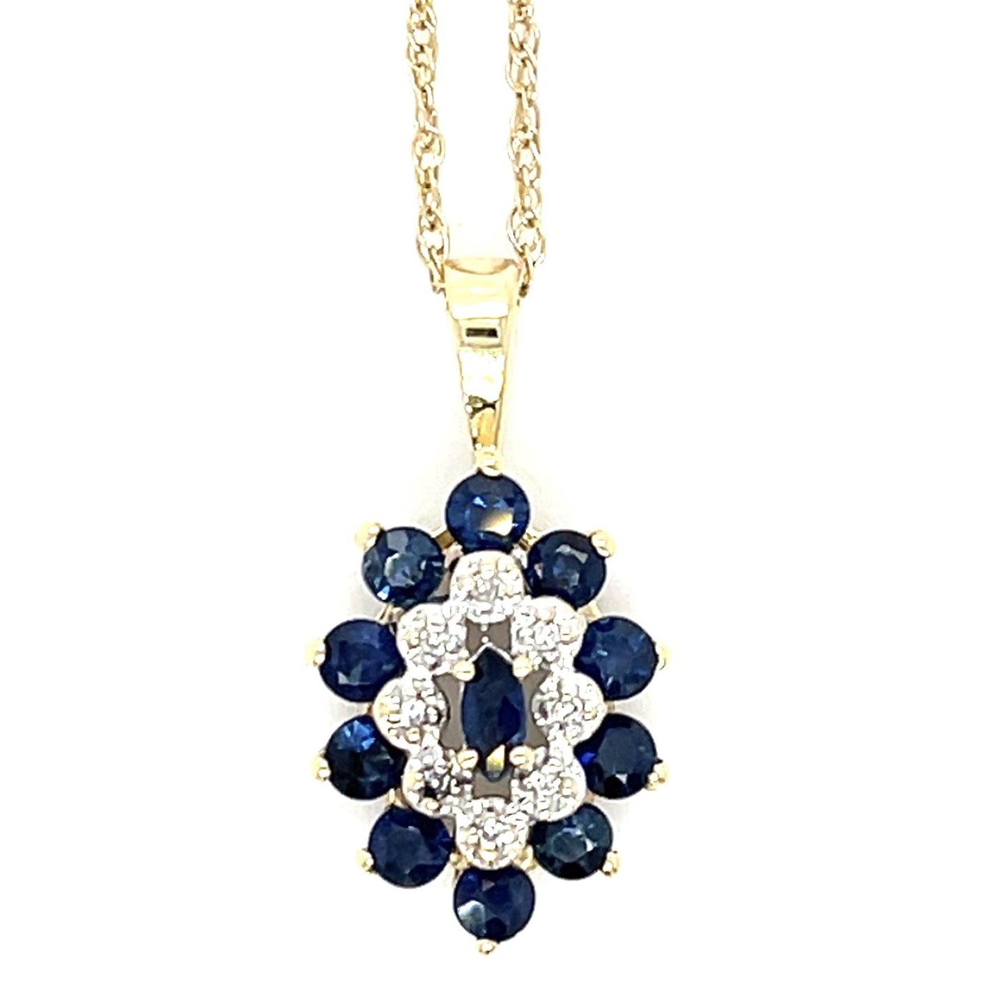 1ct Sapphire .04ct Diamond 14K Pendant