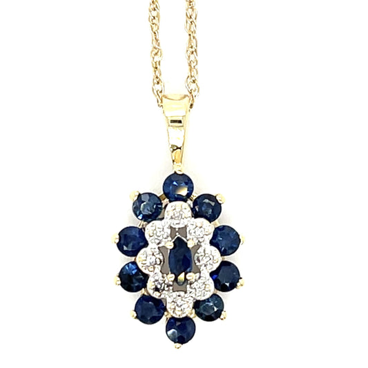 1ct Sapphire .04ct Diamond 14K Pendant