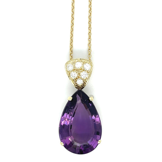 22ct Amethyst .50ct Diamond 14K Pendant
