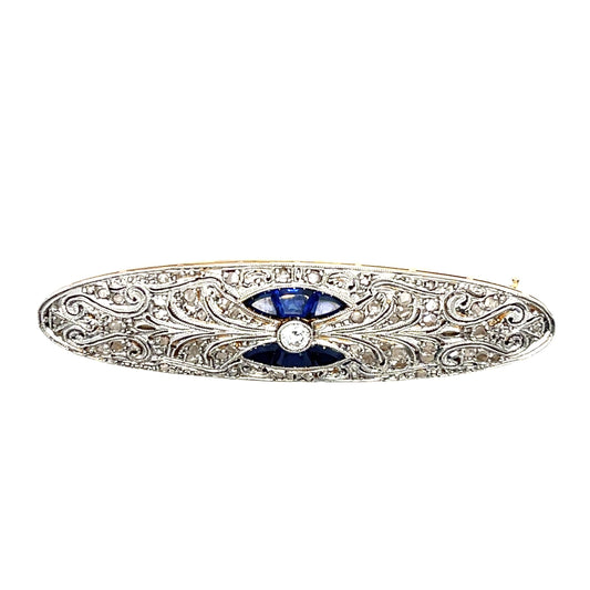 Edwardian 18K +PT 1ct Diamond Brooch (Circa 1900s)