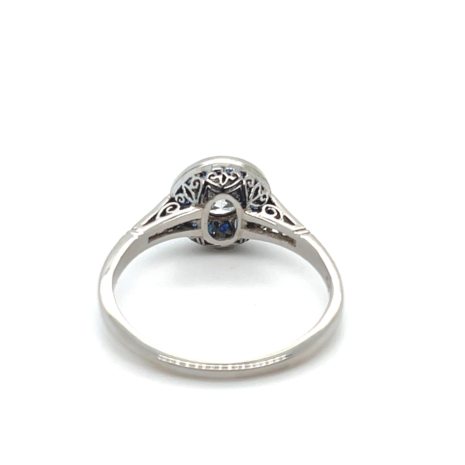 .58ct Center Diamond .82ct Sapphire PT Handmade Ring