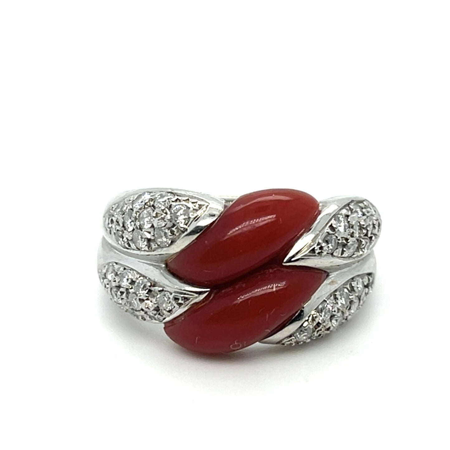 .66ct Diamond and Coral Platinum Ring