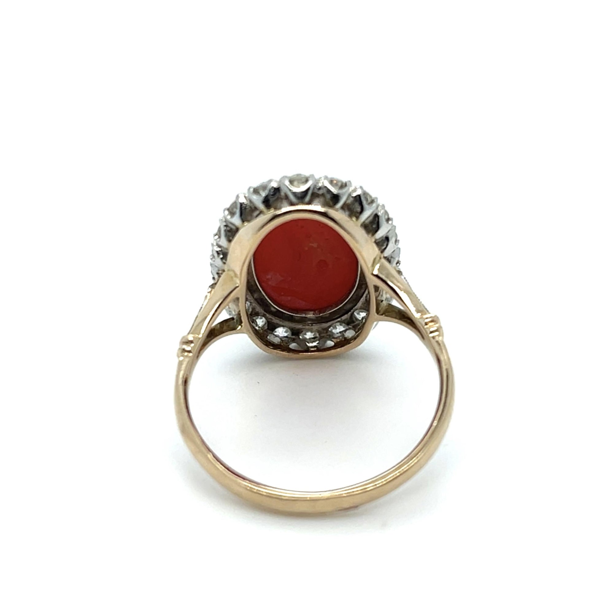 3.66ct Coral .70ct Diamond PT +18K Ring