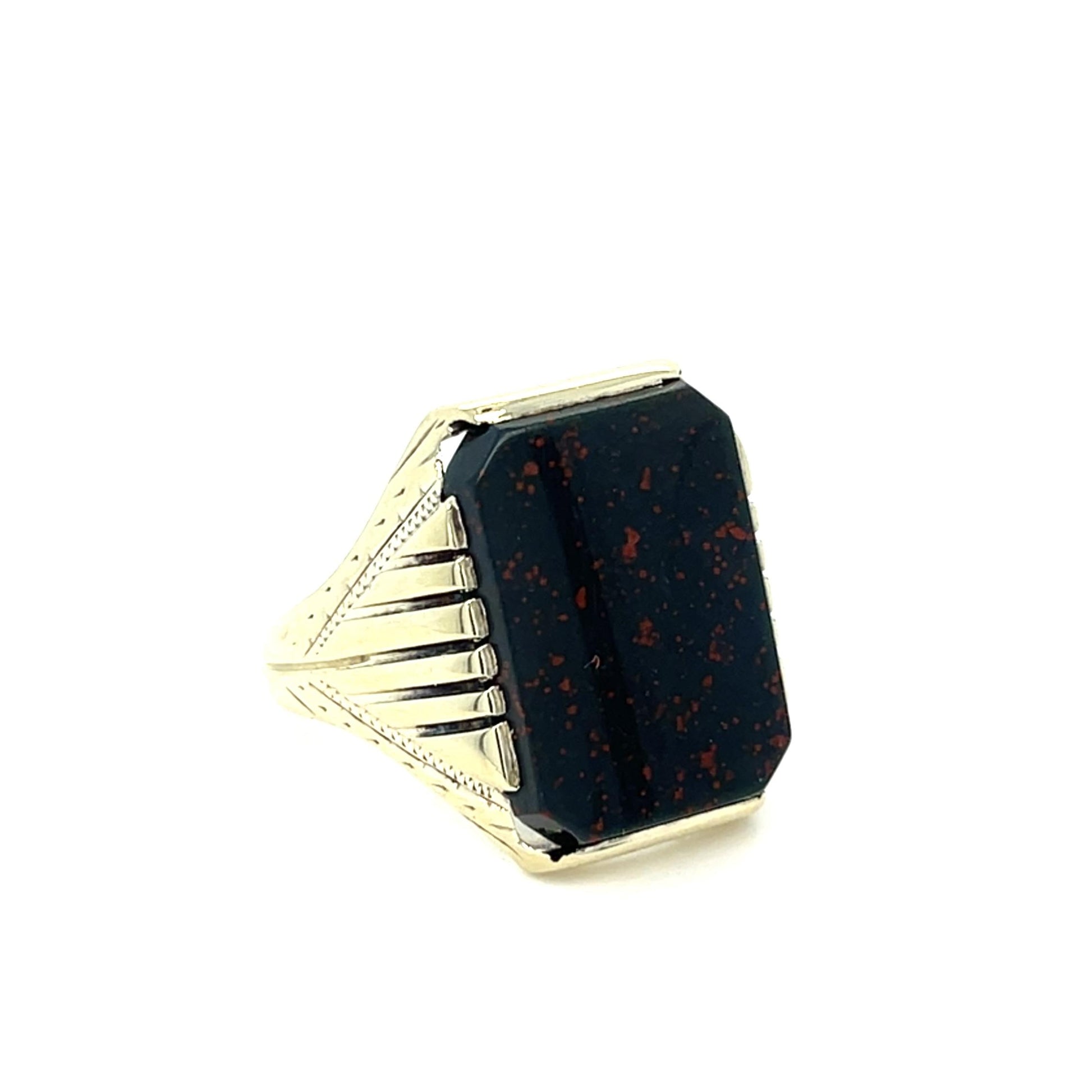 Original Victorian 10K Men's Green Gold Bloodstone Ring