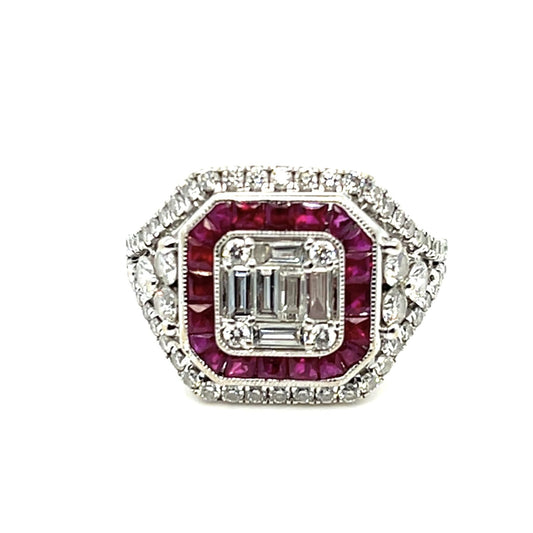 1ct Ruby 1.60ct Diamonds 18KW Ring