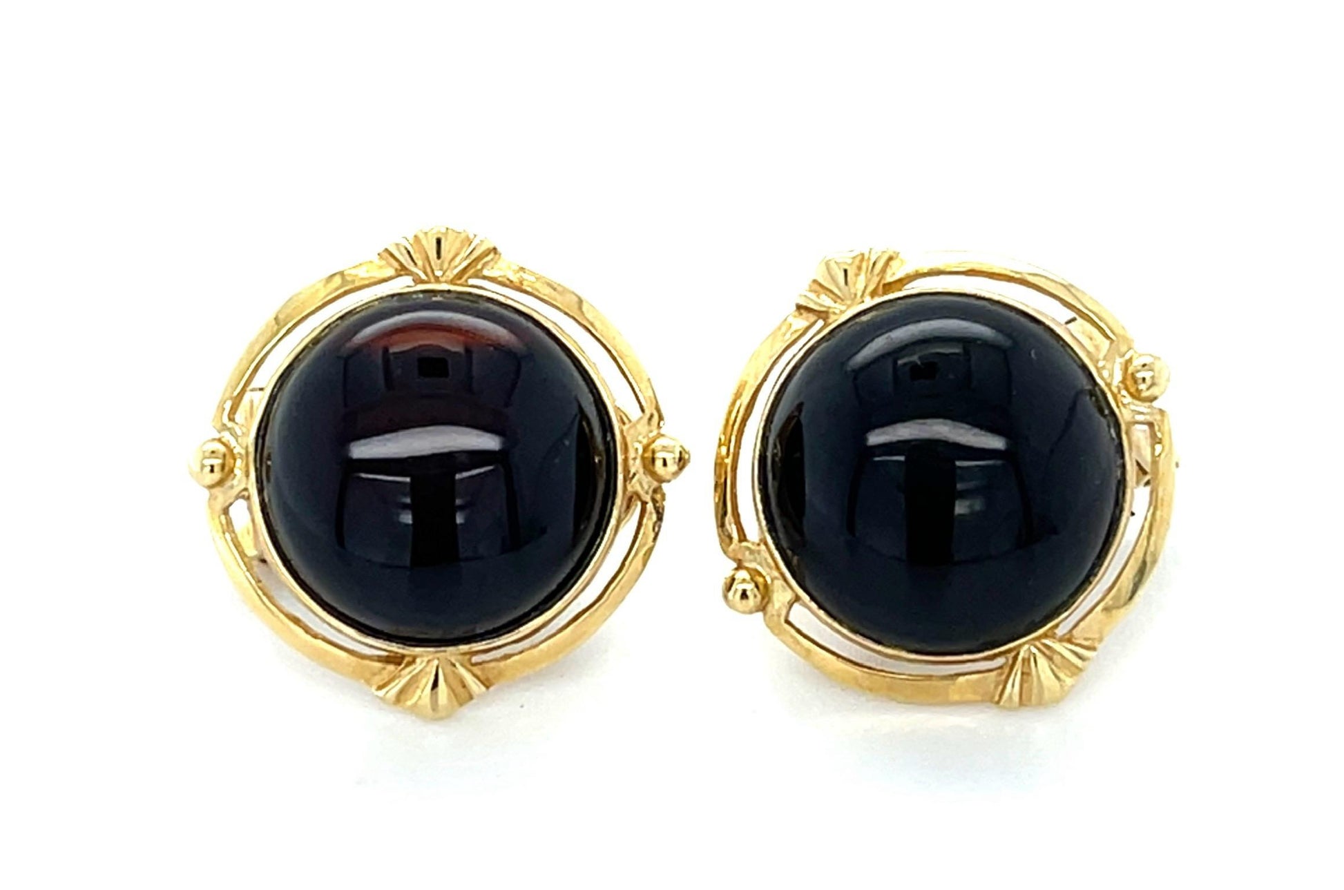 Onyx 14KY Gold Earrings 4.80g 5/8"