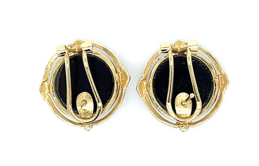 Onyx 14KY Gold Earrings 4.80g 5/8"