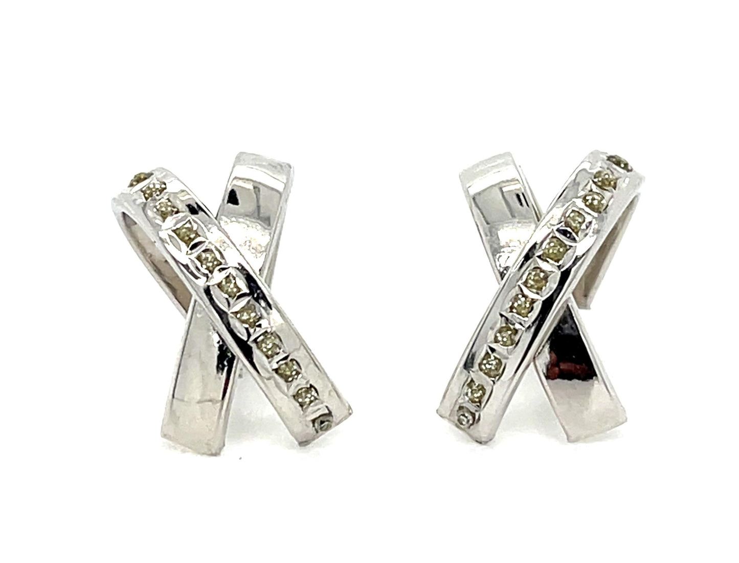 .22ct (22 Diamonds) 14KW Gold Earrings 1.80g .75"