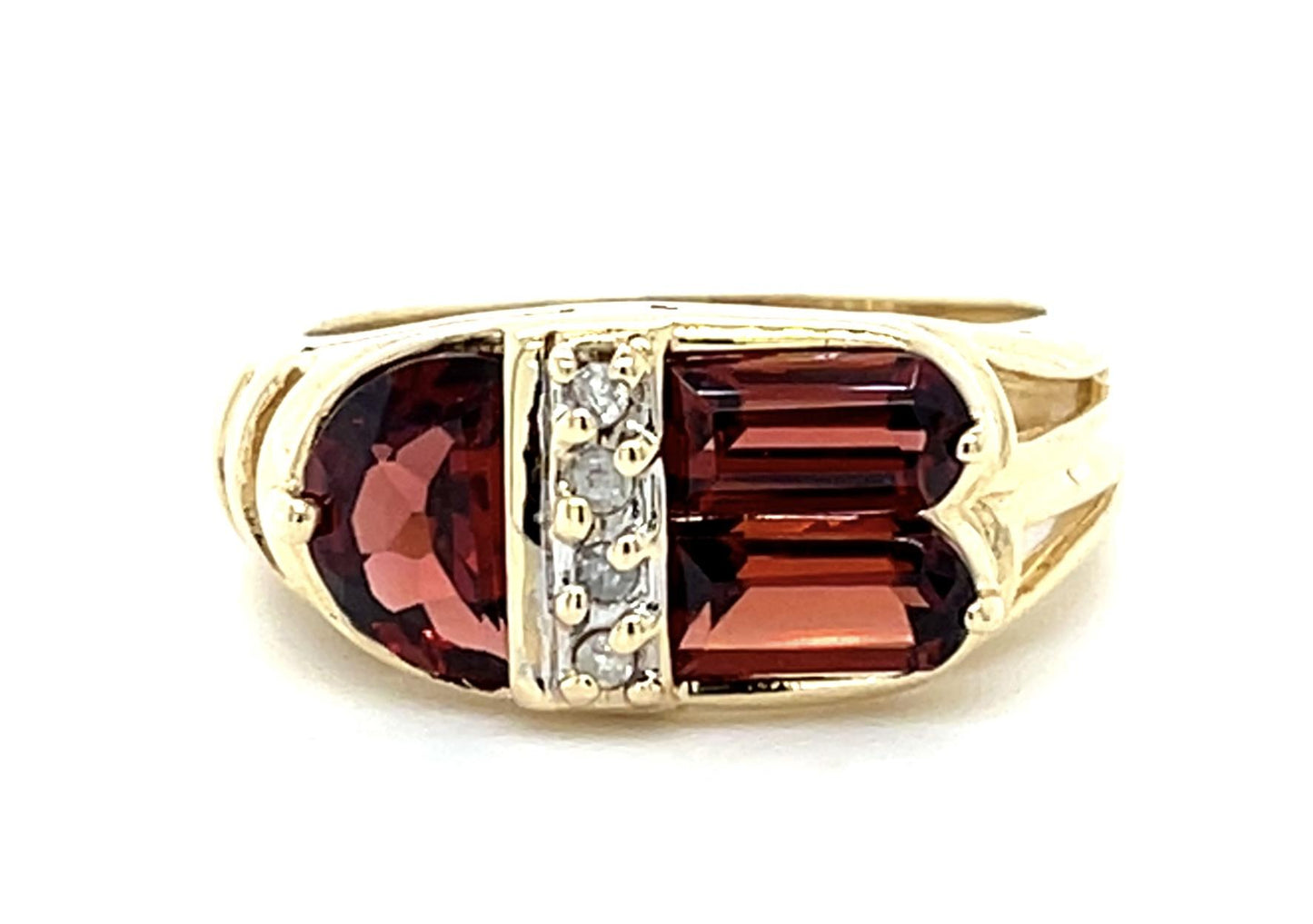 1ct Garnet 14KY Gold Ring .08ct Diamond 4.40g 6 Size