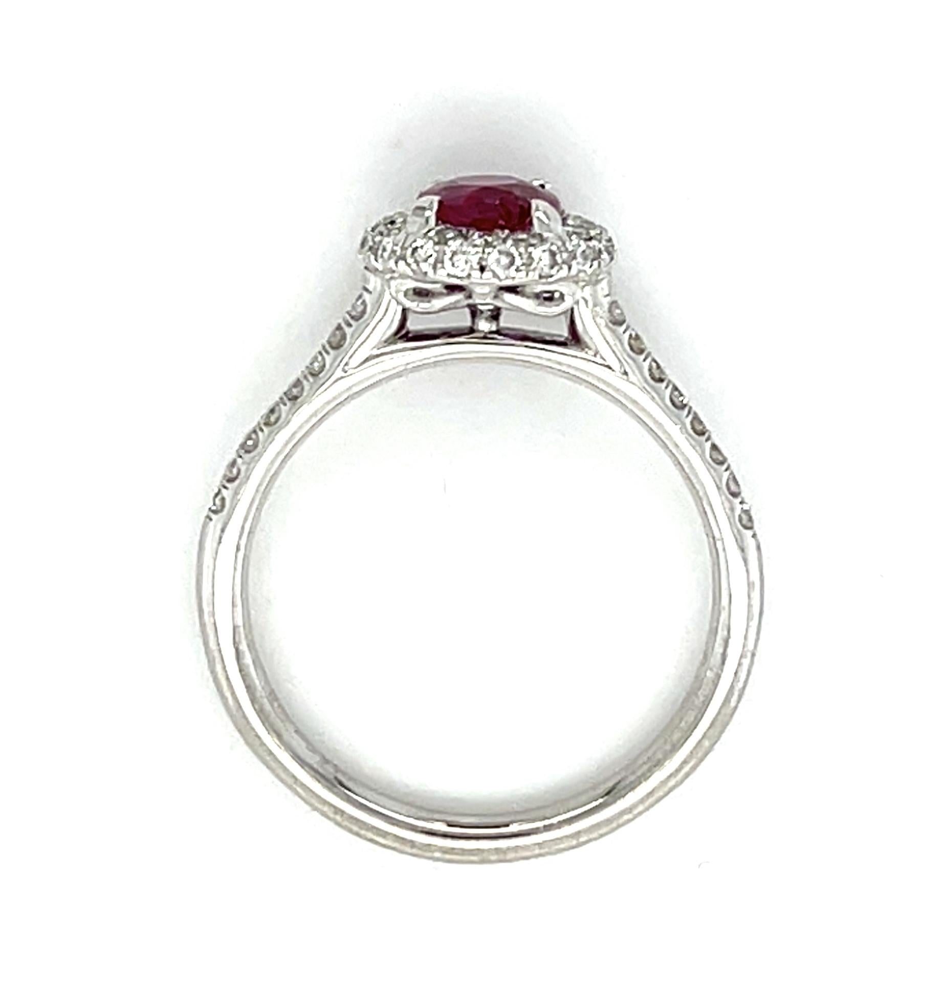 1.10ct Burma No Heat Ruby Platinum Halo Ring .44ct Diamond 5.20g 6.50 Size