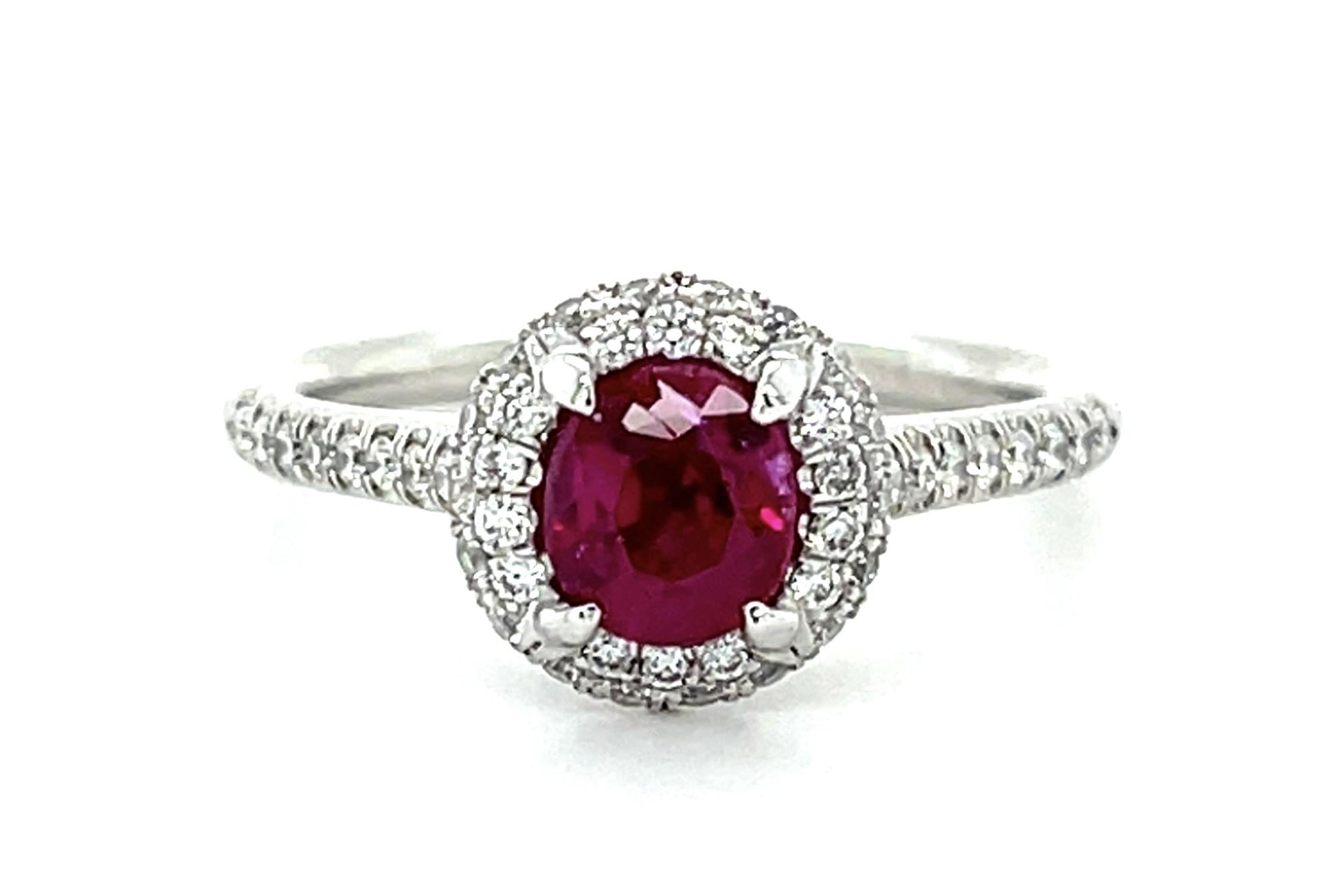 1.10ct Burma No Heat Ruby Platinum Halo Ring .44ct Diamond 5.20g 6.50 Size