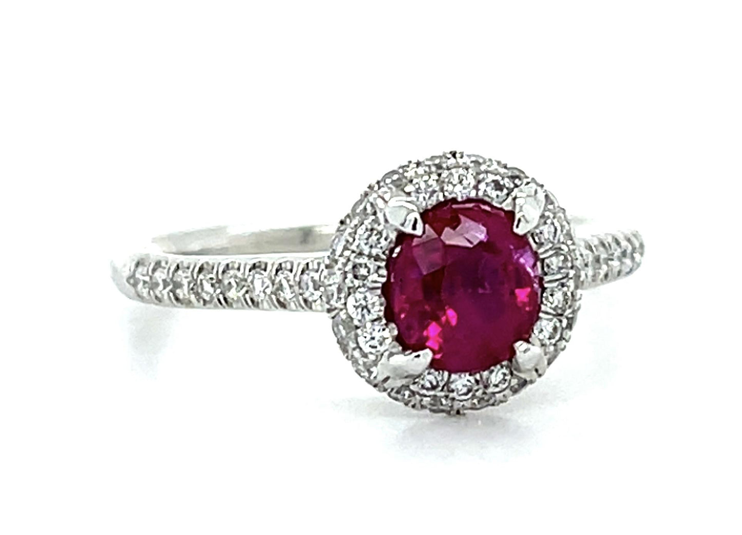 1.10ct Burma No Heat Ruby Platinum Halo Ring .44ct Diamond 5.20g 6.50 Size