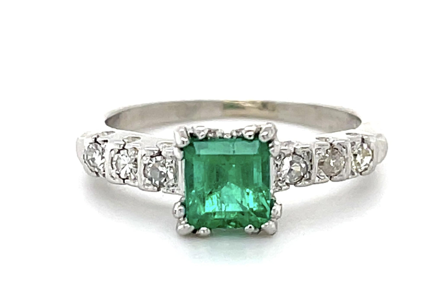 .73ct Colombian Emerald (No Cert) Platinum Ring .24ct Diamond 5.10g