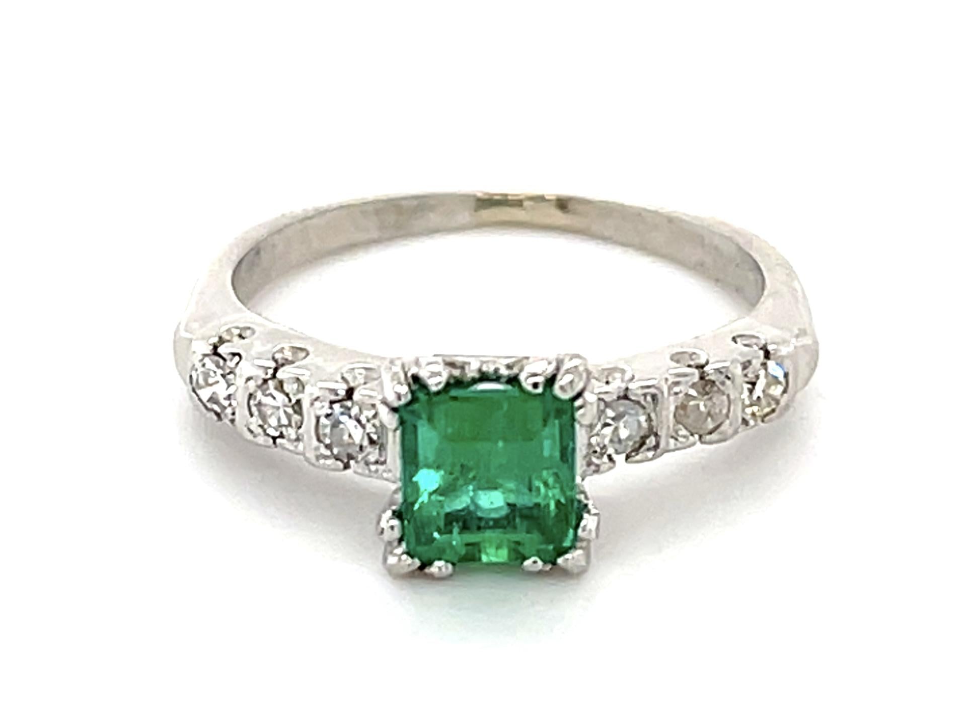 .73ct Colombian Emerald (No Cert) Platinum Ring .24ct Diamond 5.10g