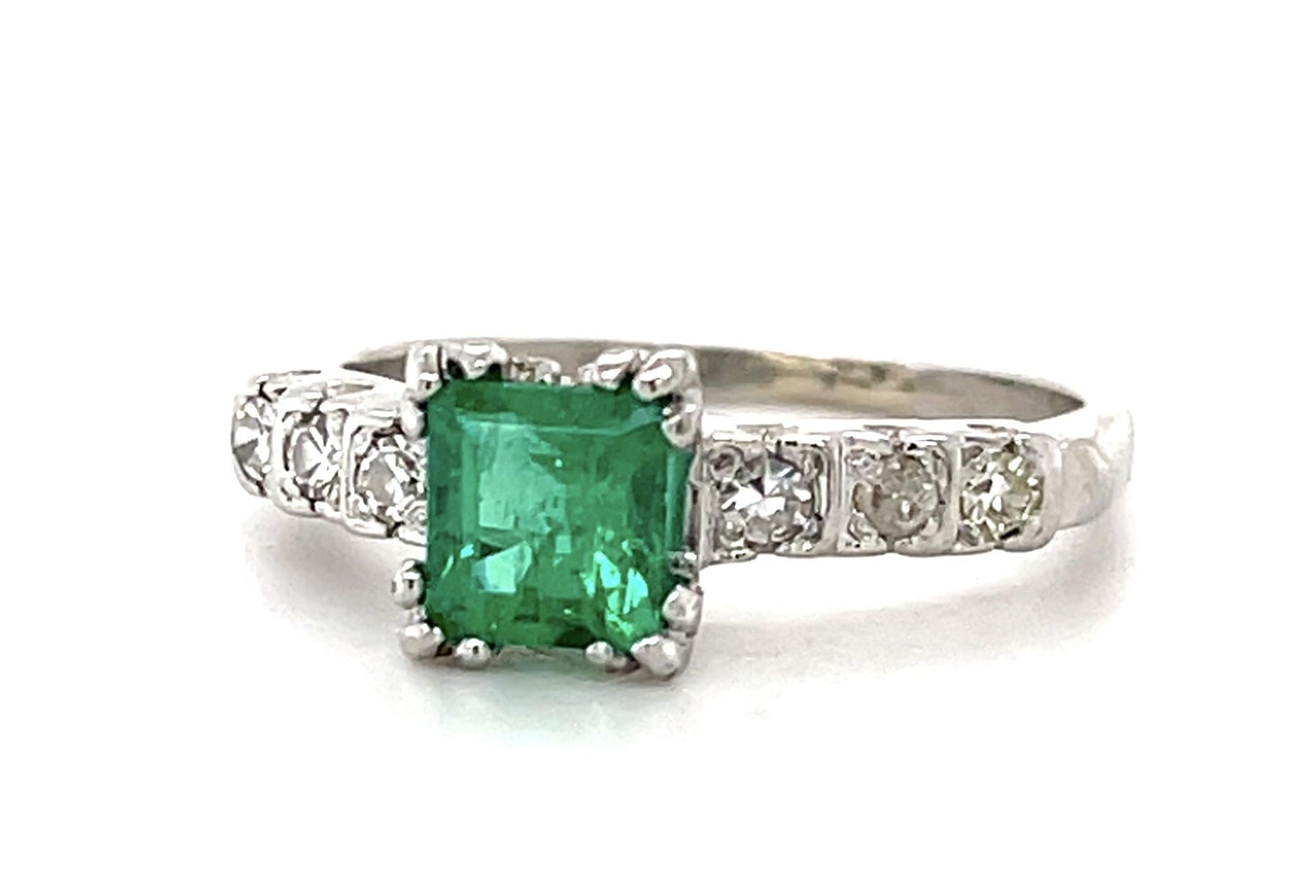 .73ct Colombian Emerald (No Cert) Platinum Ring .24ct Diamond 5.10g