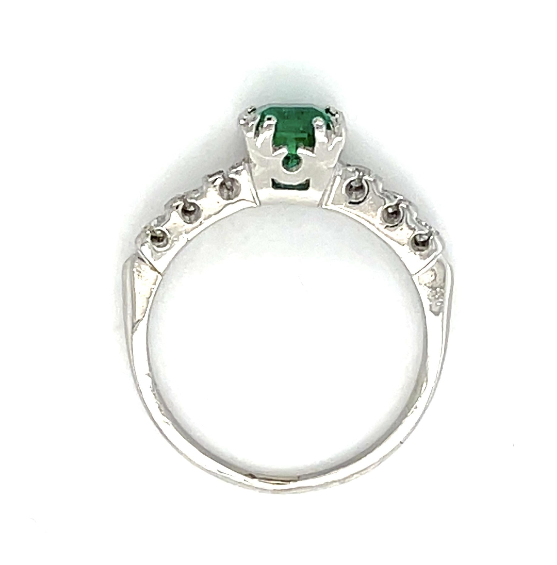 .73ct Colombian Emerald (No Cert) Platinum Ring .24ct Diamond 5.10g