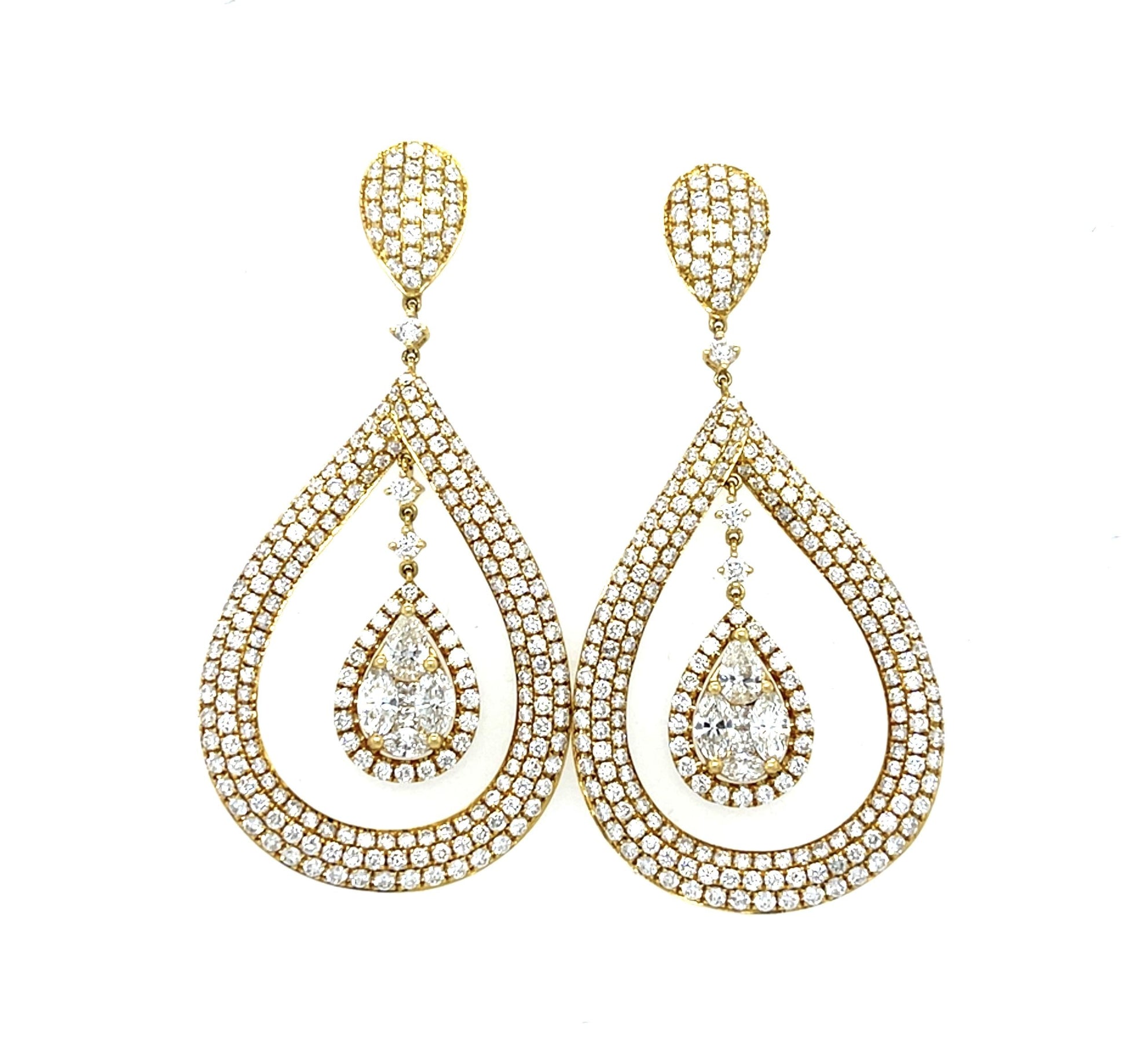 446 Diamonds 18KY Gold Chandelier Drop Earrings 19g 2.50"