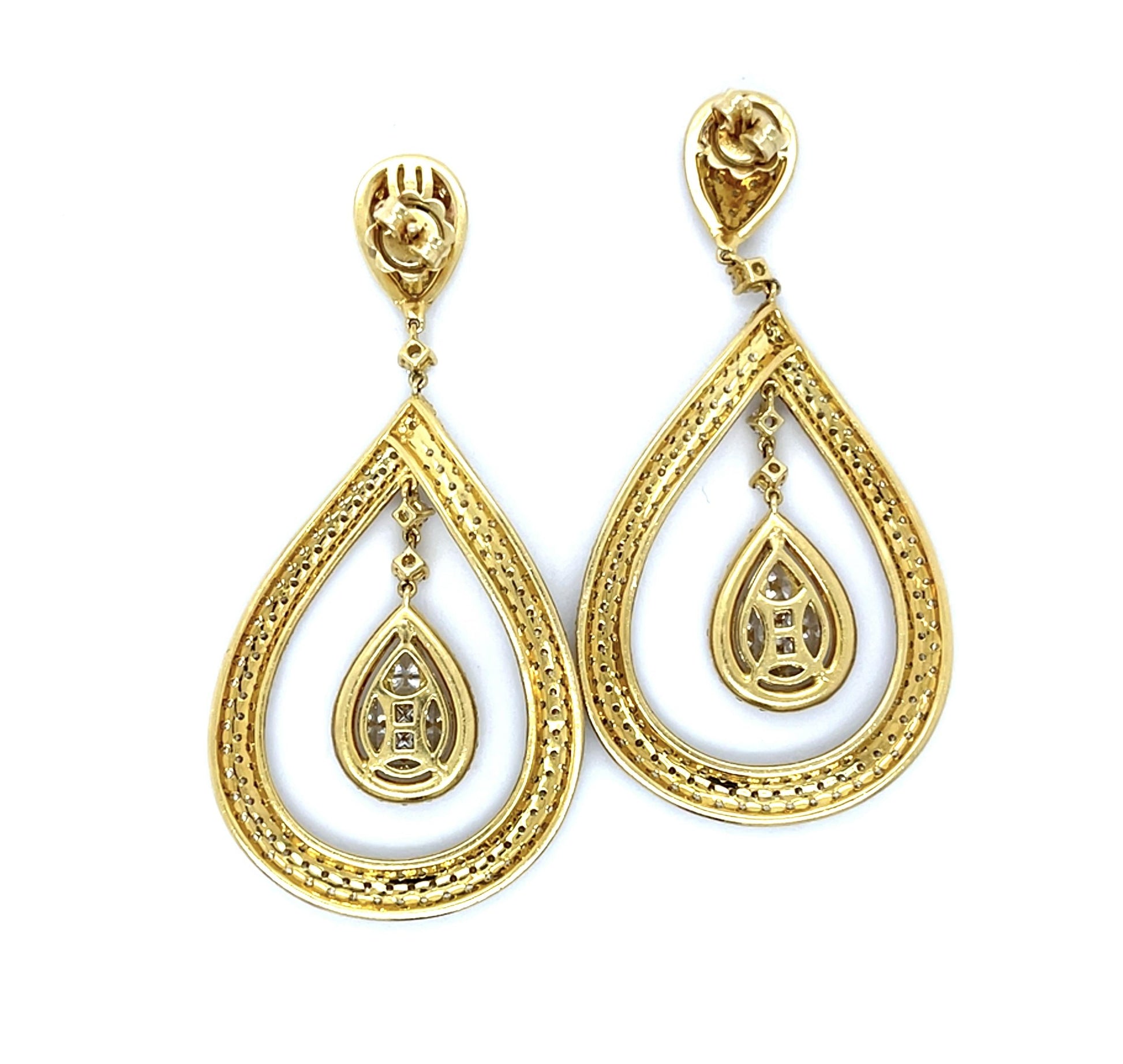 446 Diamonds 18KY Gold Chandelier Drop Earrings 19g 2.50"