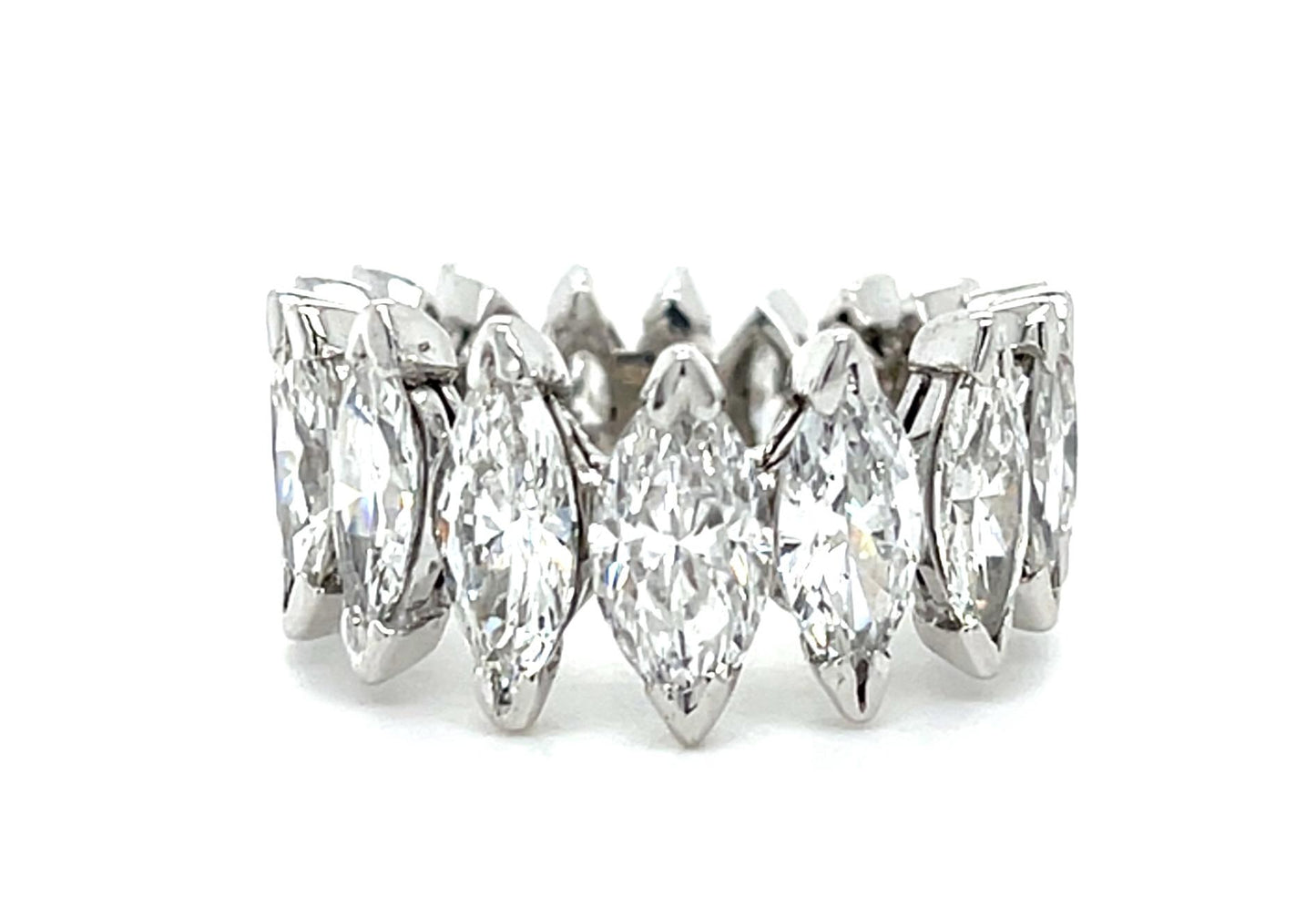 6.50ct Marquise Diamond Platinum Eternity Band Ring 9.10g 7 Size