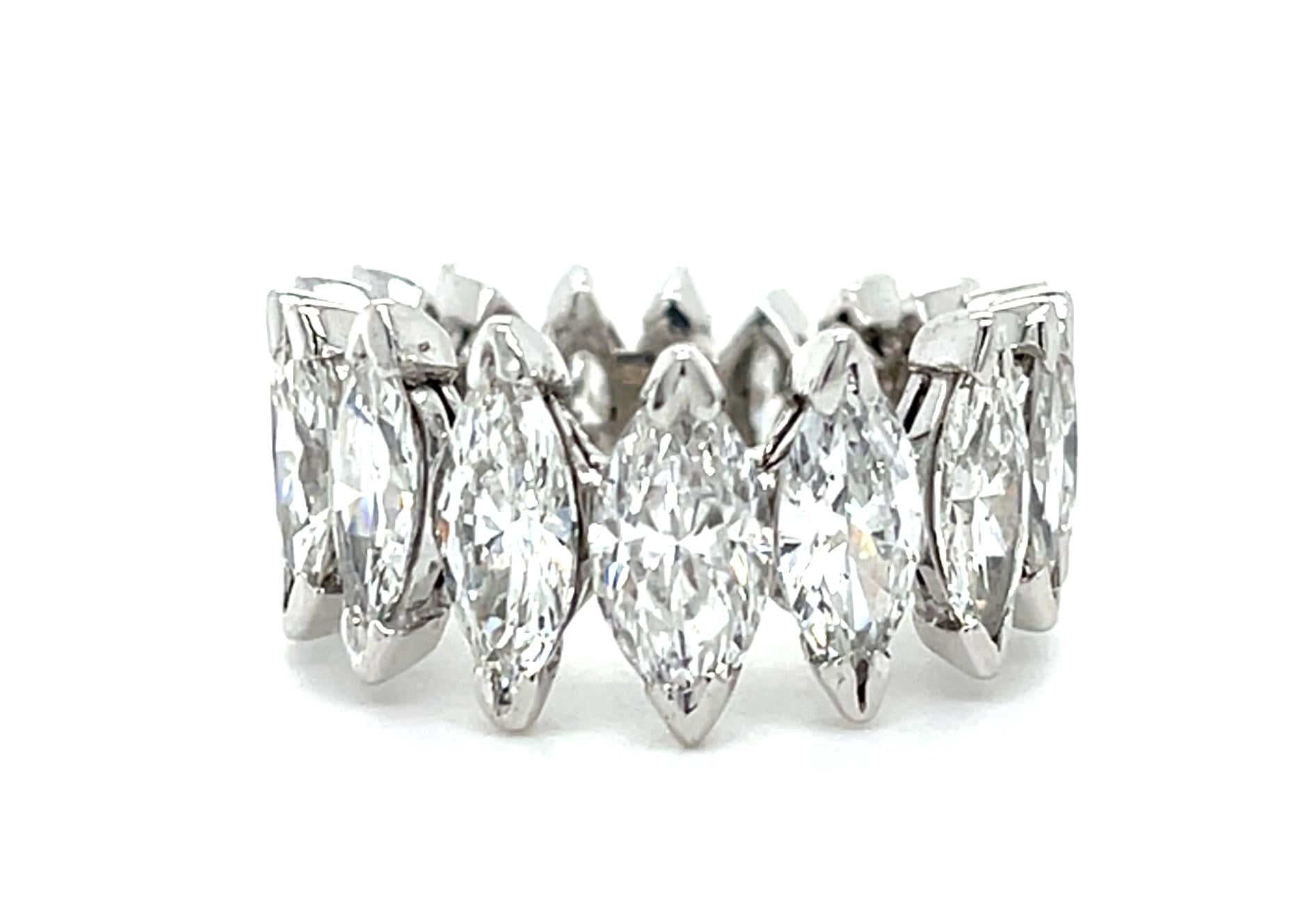 6.50ct Marquise Diamond Platinum Eternity Band Ring 9.10g 7 Size