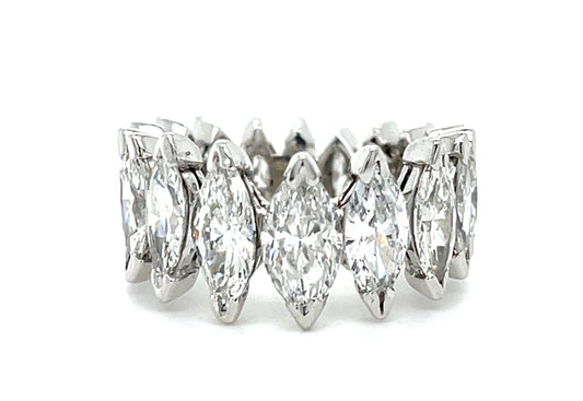 6.50ct Marquise Diamond Platinum Eternity Band Ring 9.10g 7 Size