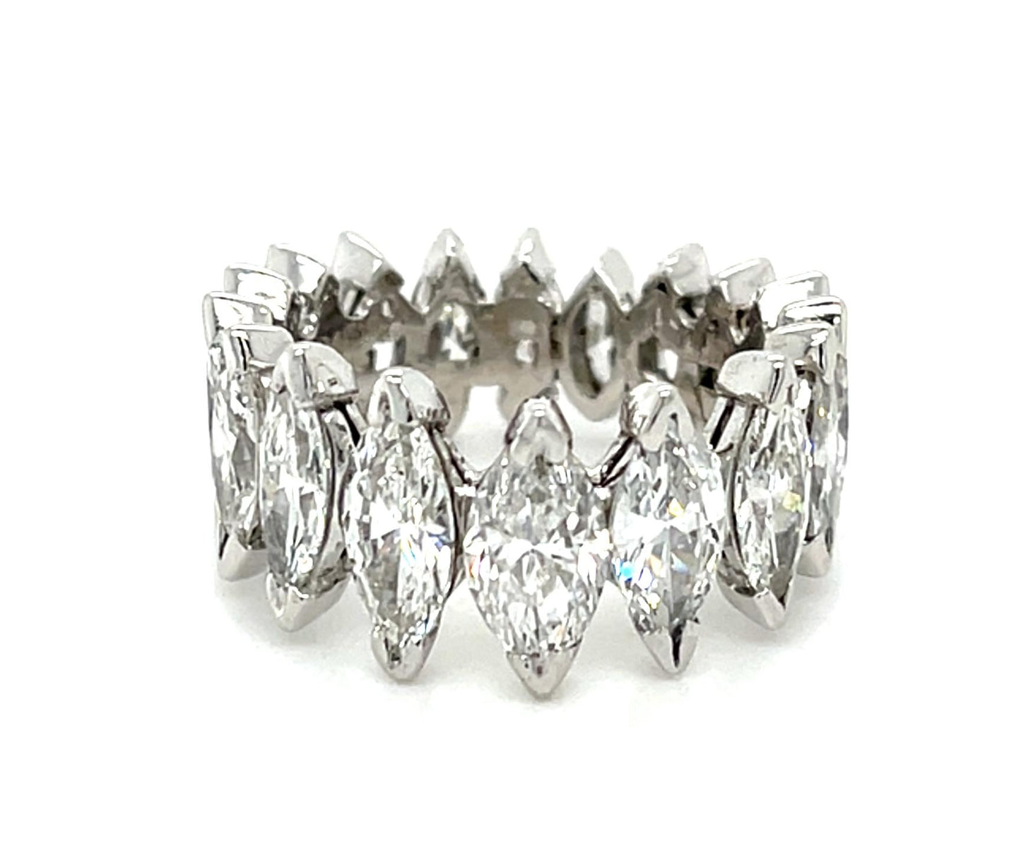 6.50ct Marquise Diamond Platinum Eternity Band Ring 9.10g 7 Size
