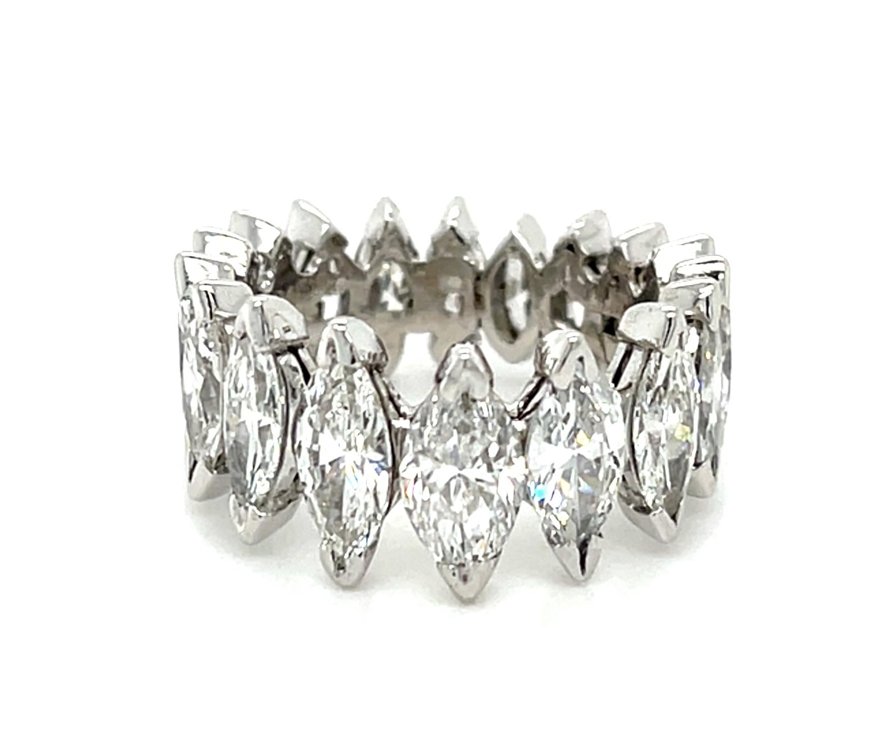 6.50ct Marquise Diamond Platinum Eternity Band Ring 9.10g 7 Size