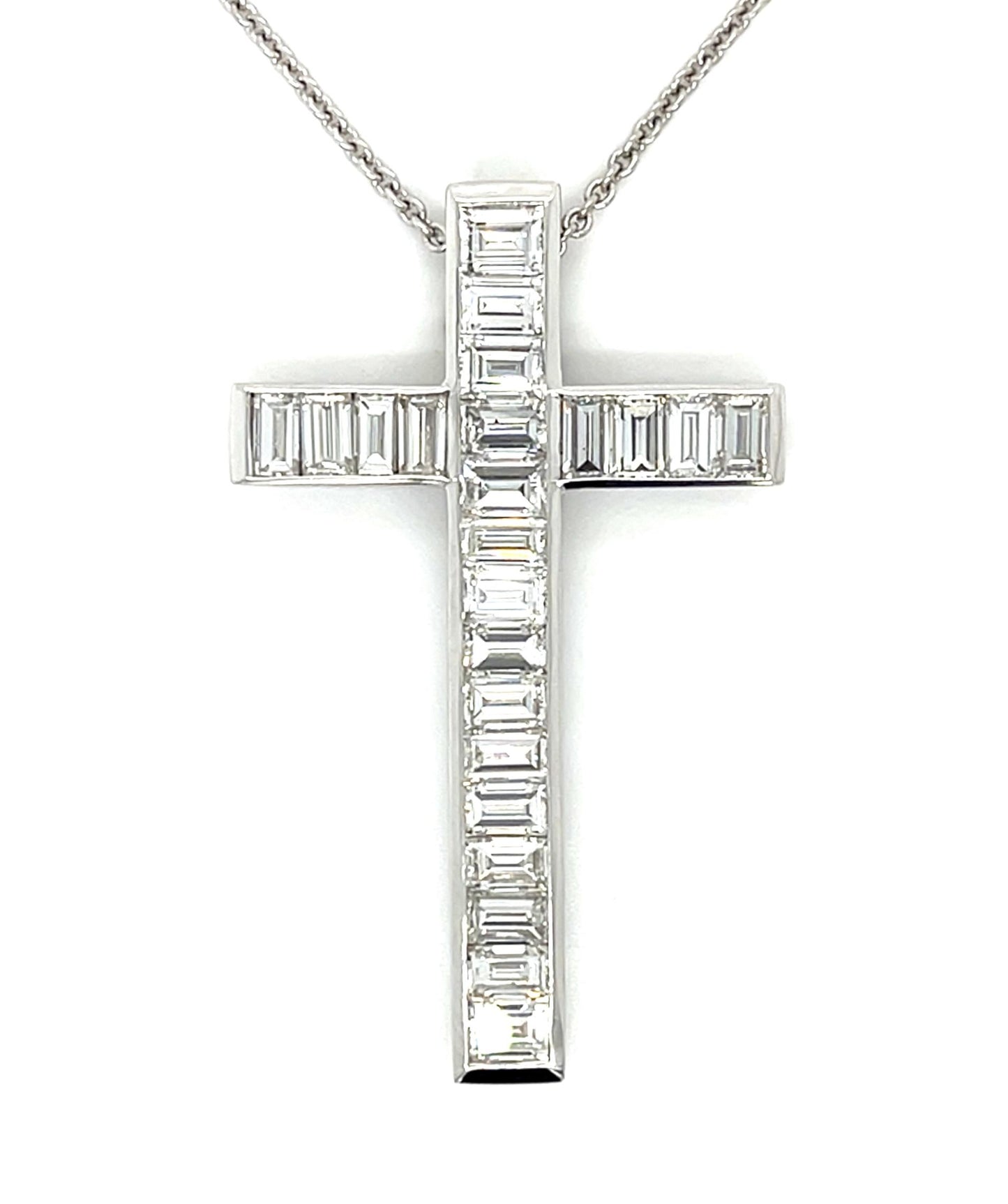 6ct (F VS 23 Emerald-cut Diamonds) Platinum Cross Pendant 13g 1.75"