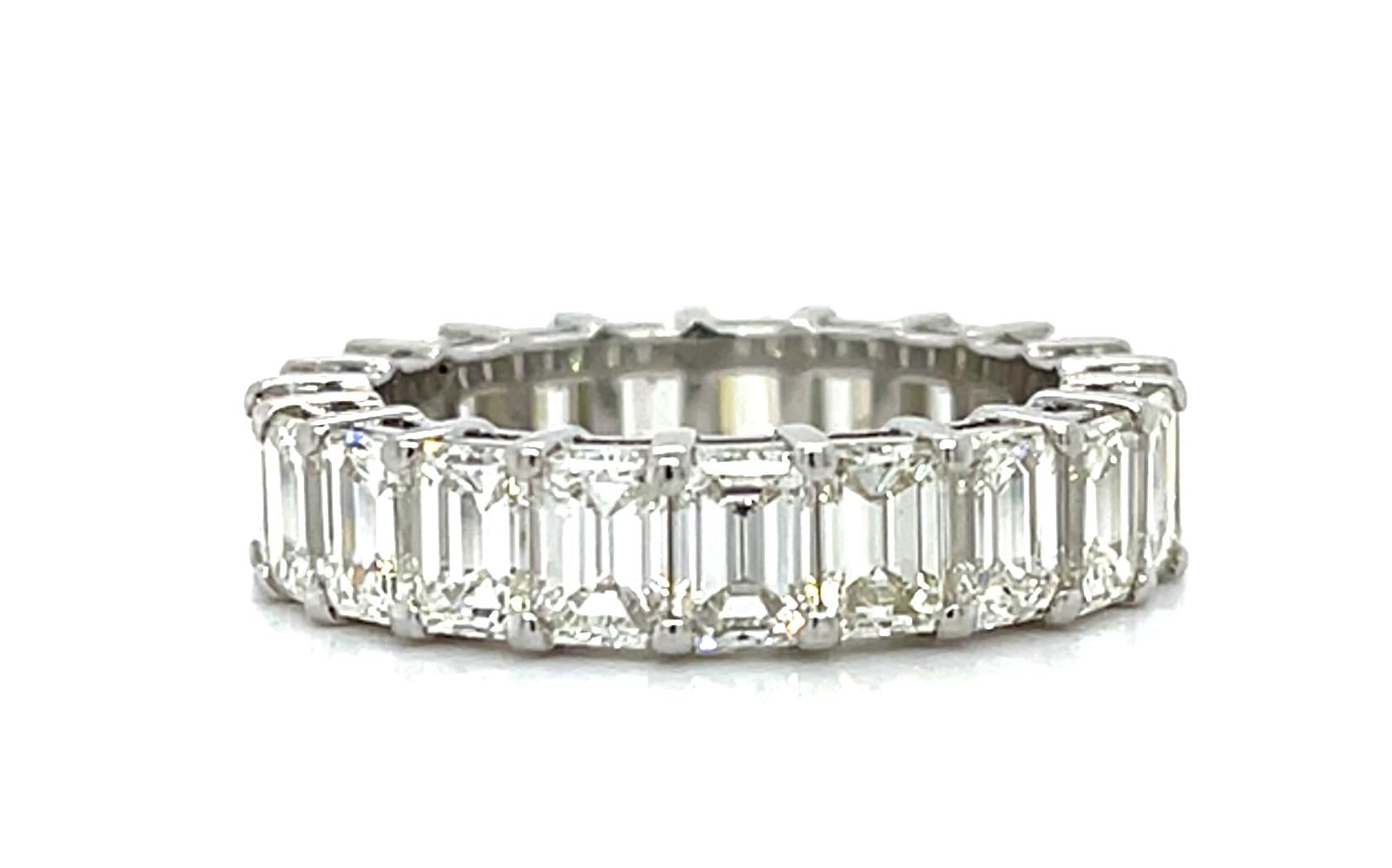 6.36ct Emerald-cut Diamond (G-H VS) Platinum Eternity Band Ring 6.60g