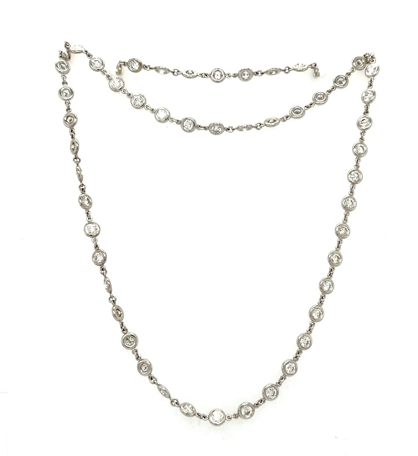 11.05ct (112) Diamonds 14KW Gold Necklace 20g 36"