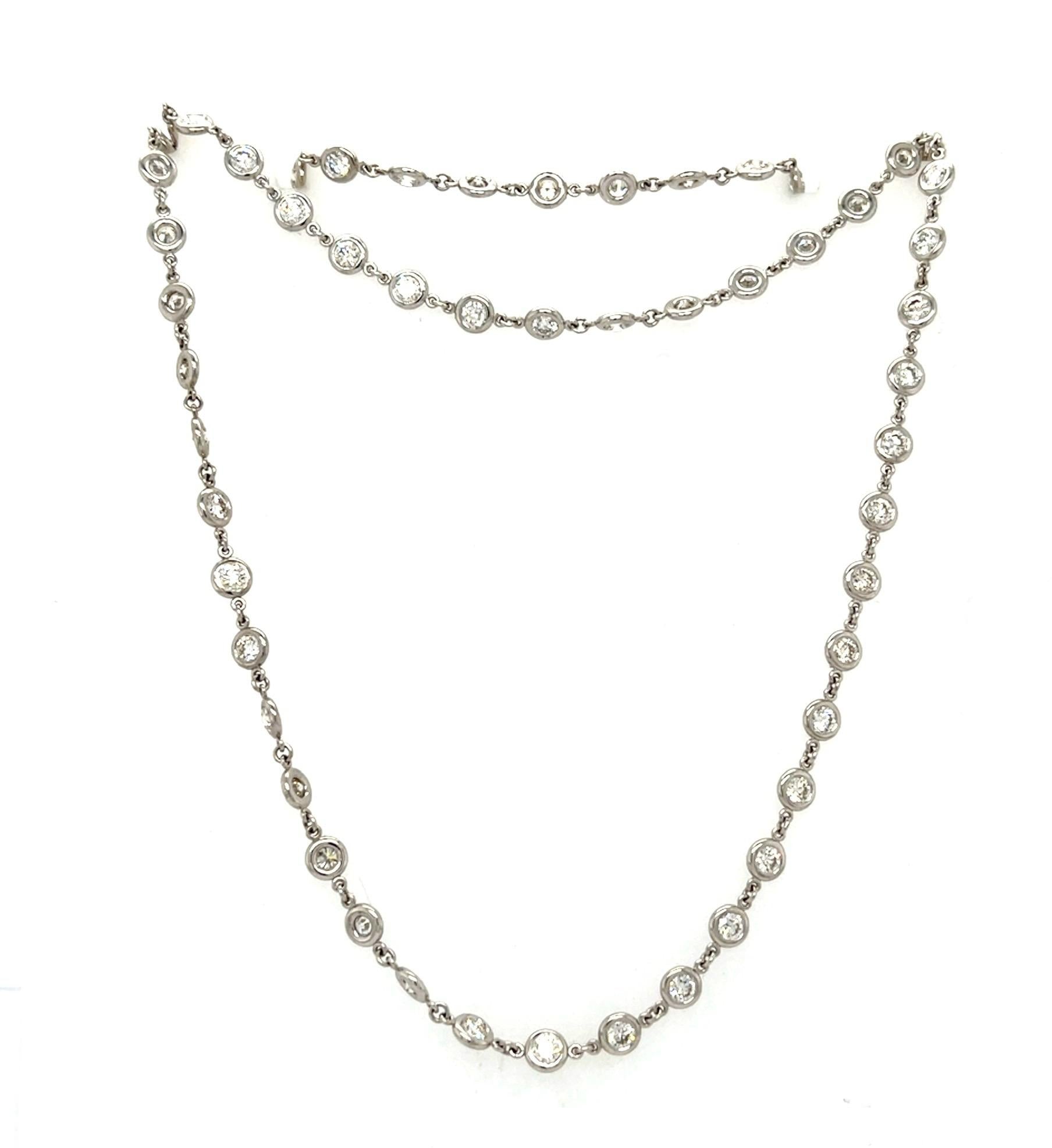 11.05ct (112) Diamonds 14KW Gold Necklace 20g 36"