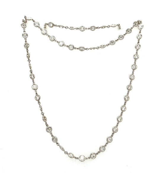 11.05ct (112) Diamonds 14KW Gold Necklace 20g 36"