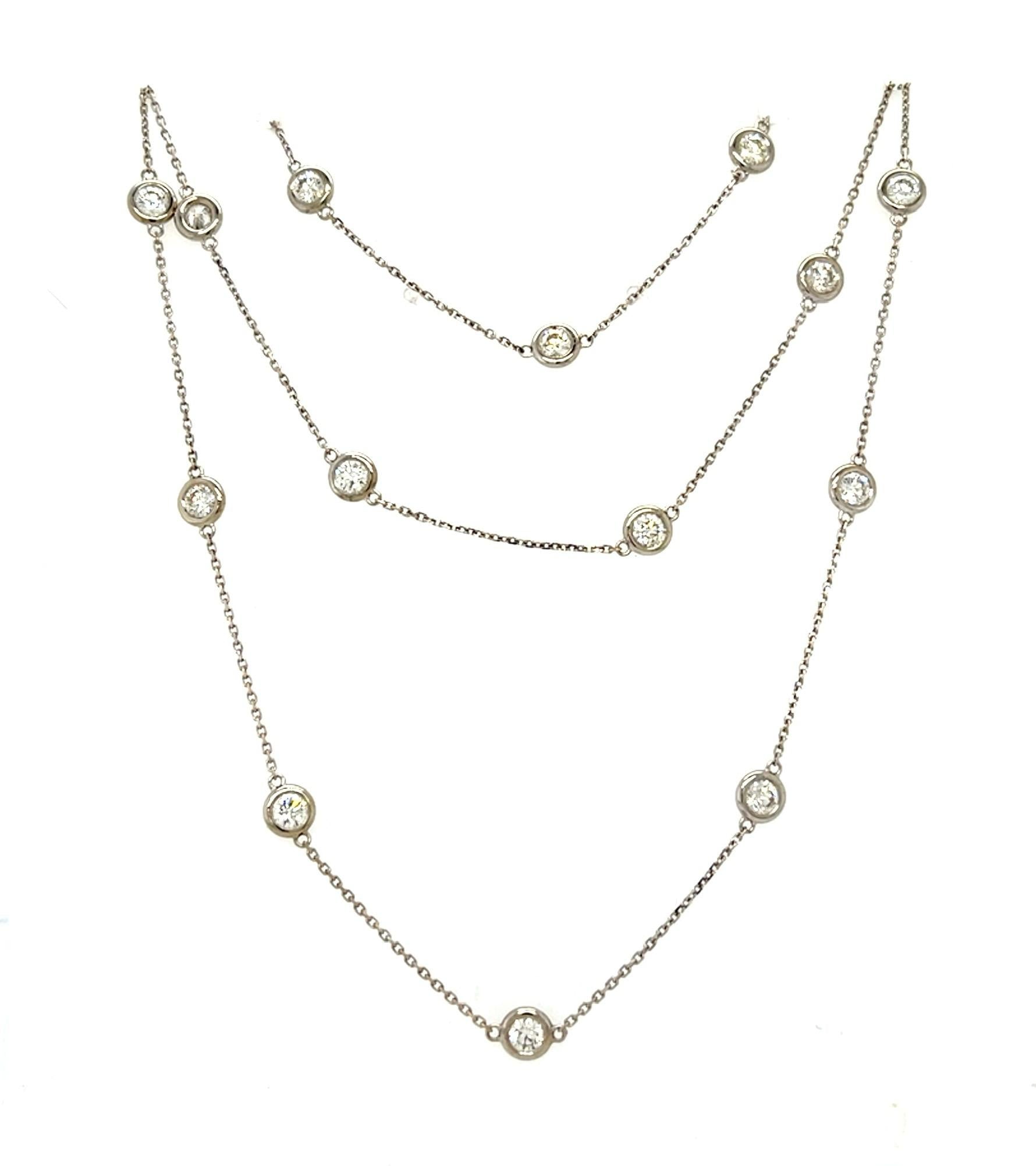 4.73ct (24 Diamonds) 14KW By The Yard Necklace 9g 36"