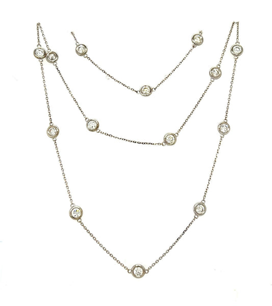 4.73ct (24 Diamonds) 14KW By The Yard Necklace 9g 36"