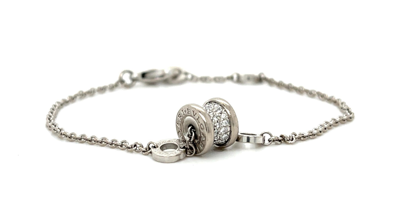 Bvlgari B.zero1 Italian .31ct Diamond 18KW Gold Bracelet 8.5g  7.5"