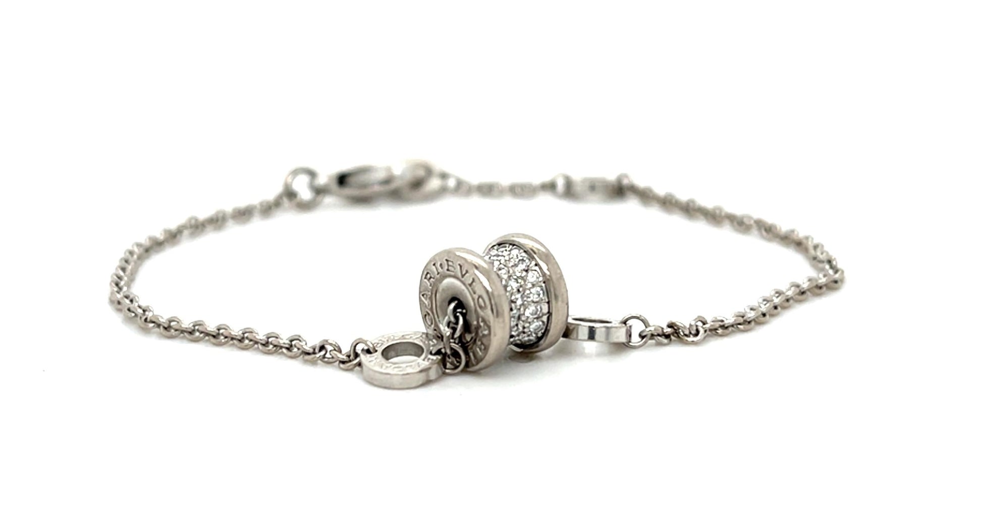 Bvlgari B.zero1 Italian .31ct Diamond 18KW Gold Bracelet 8.5g  7.5"