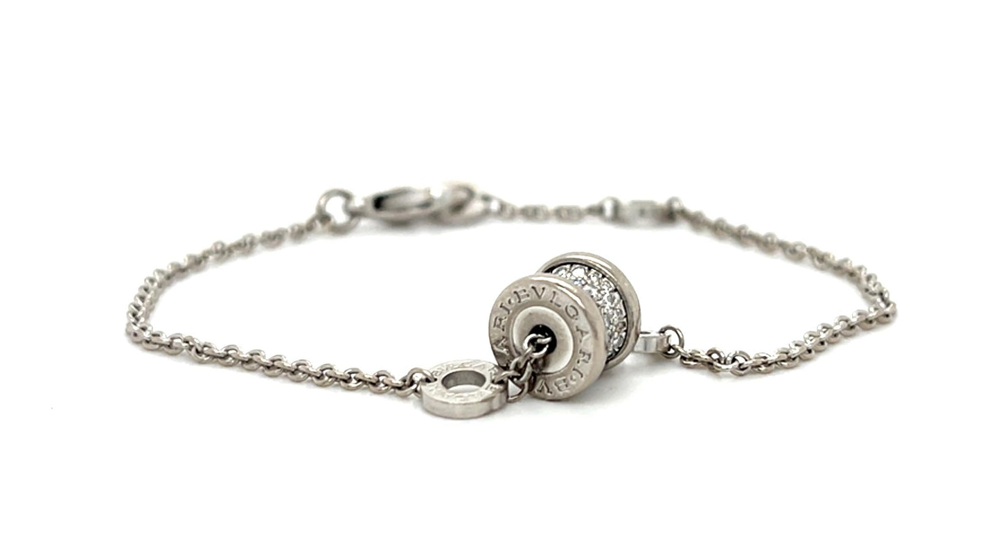 Bvlgari B.zero1 Italian .31ct Diamond 18KW Gold Bracelet 8.5g  7.5"