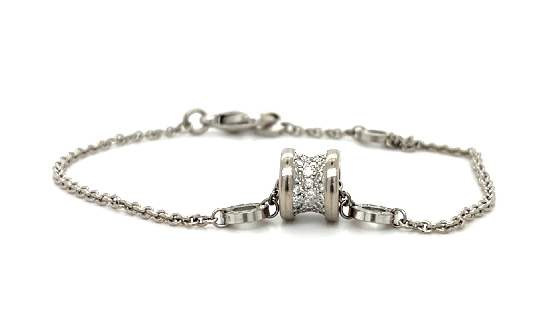Bvlgari B.zero1 Italian .31ct Diamond 18KW Gold Bracelet 8.5g  7.5"