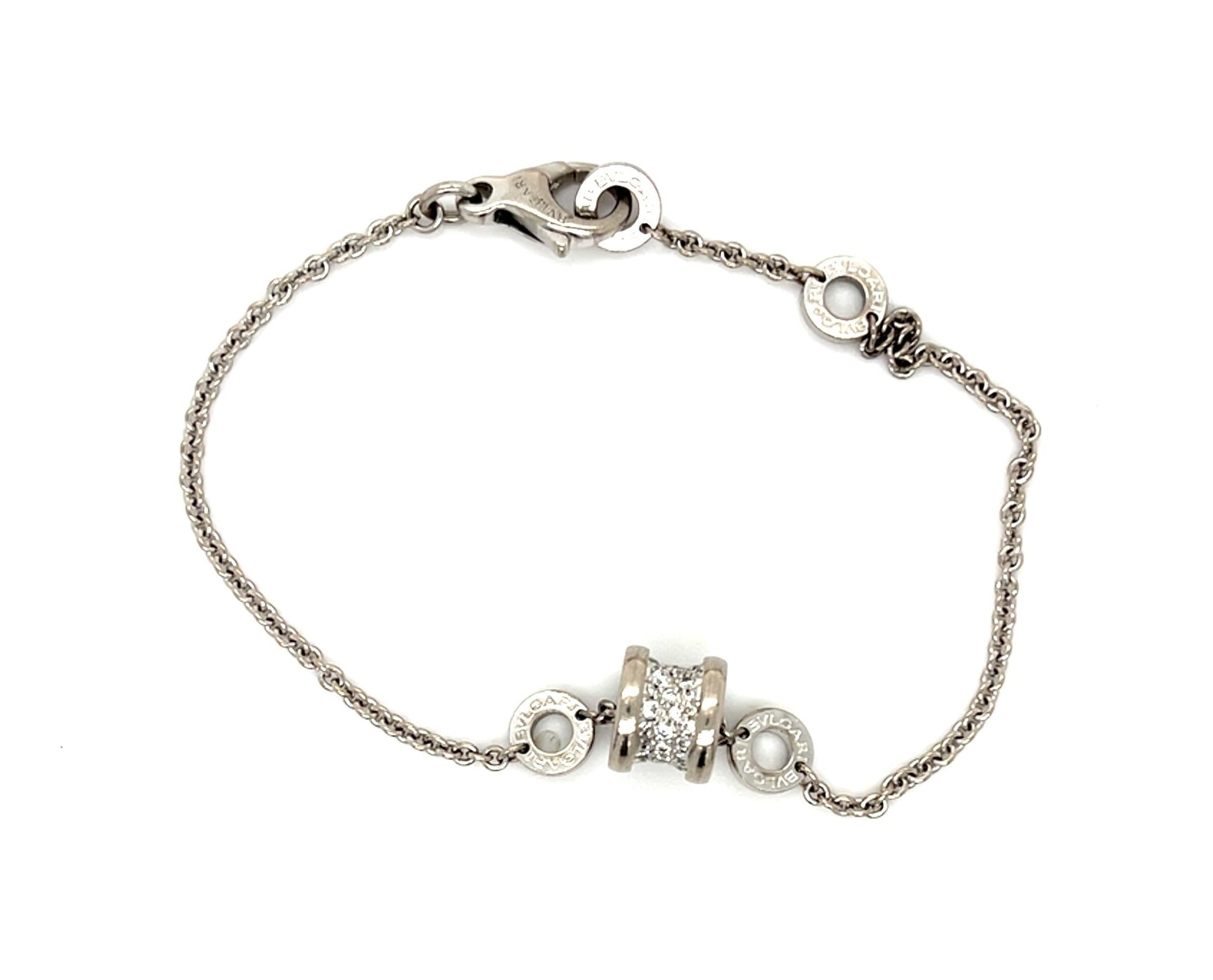 Bvlgari B.zero1 Italian .31ct Diamond 18KW Gold Bracelet 8.5g  7.5"