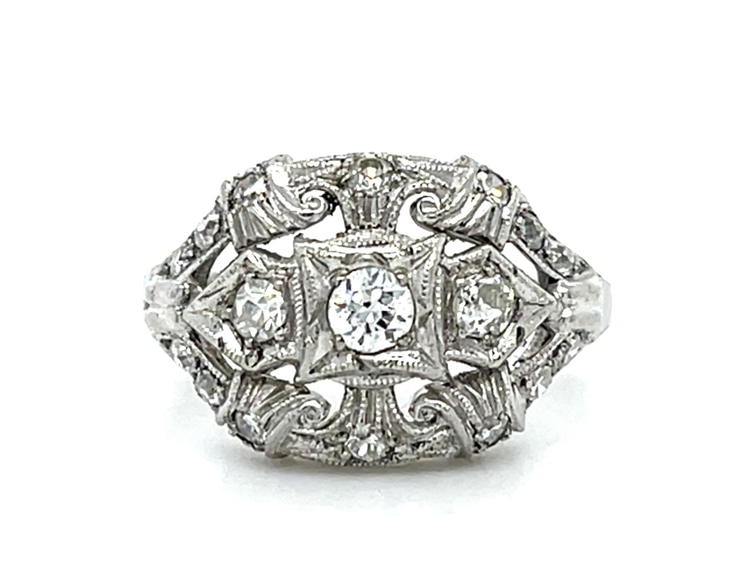 Art Deco .78ct Diamond Platinum Ring (Antique 1920s) 6.50 Size 3.70g