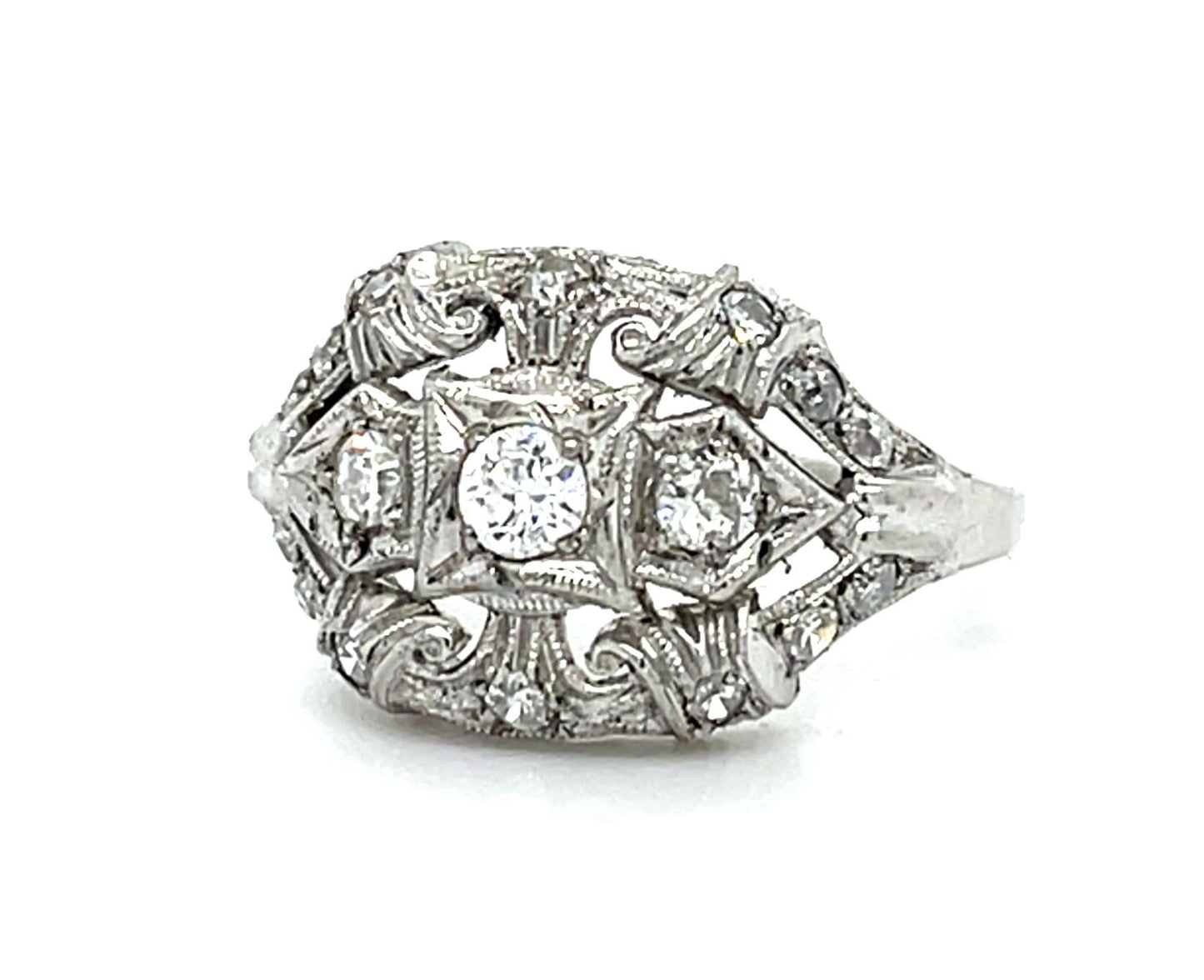 Art Deco .78ct Diamond Platinum Ring (Antique 1920s) 6.50 Size 3.70g