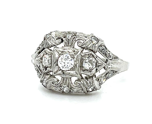 Art Deco .78ct Diamond Platinum Ring (Antique 1920s) 6.50 Size 3.70g