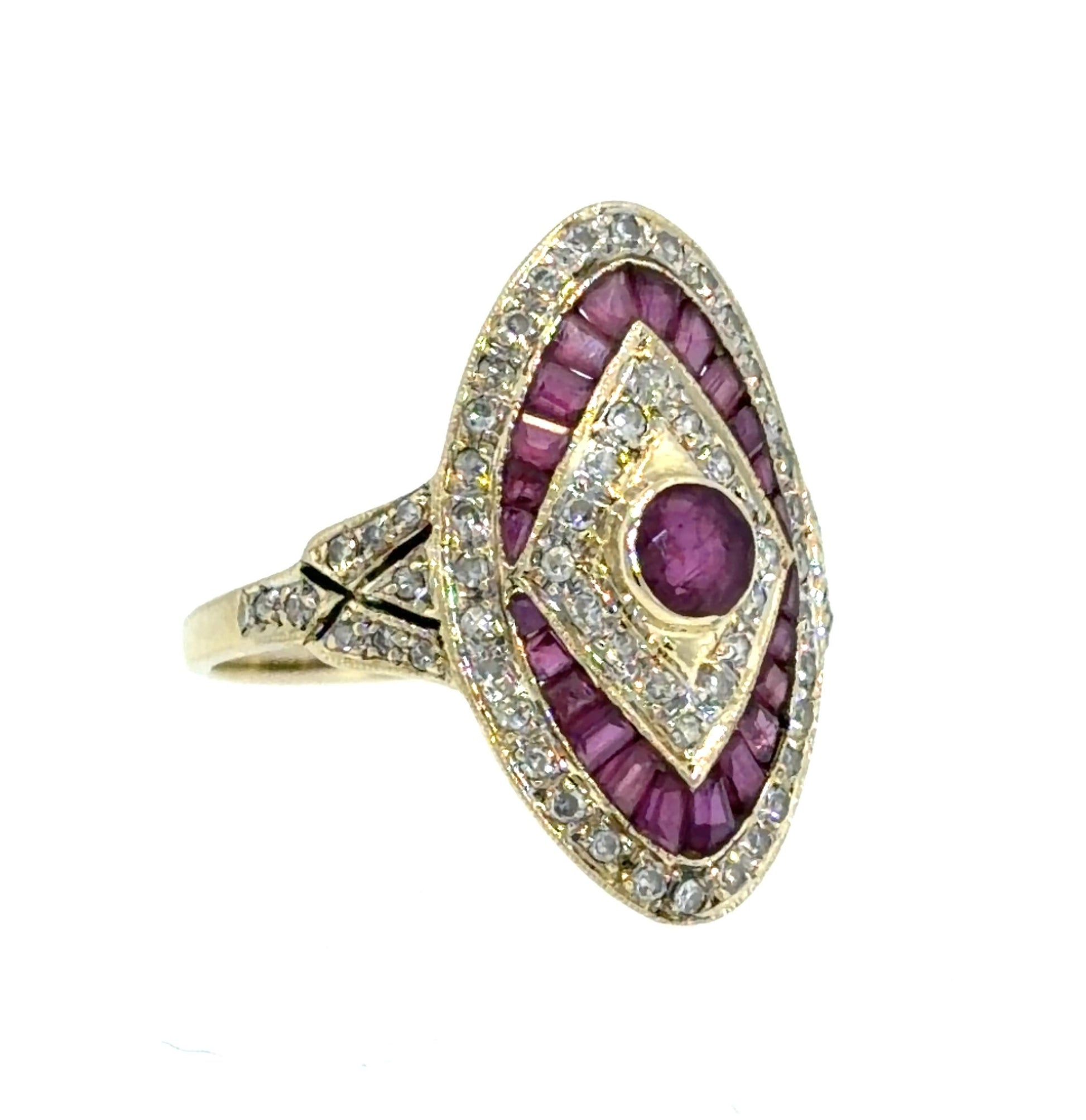 1.40ct Ruby .75ct Diamond 14KY Gold Ring (Vintage 1960s) 3.5g 7.25 Size