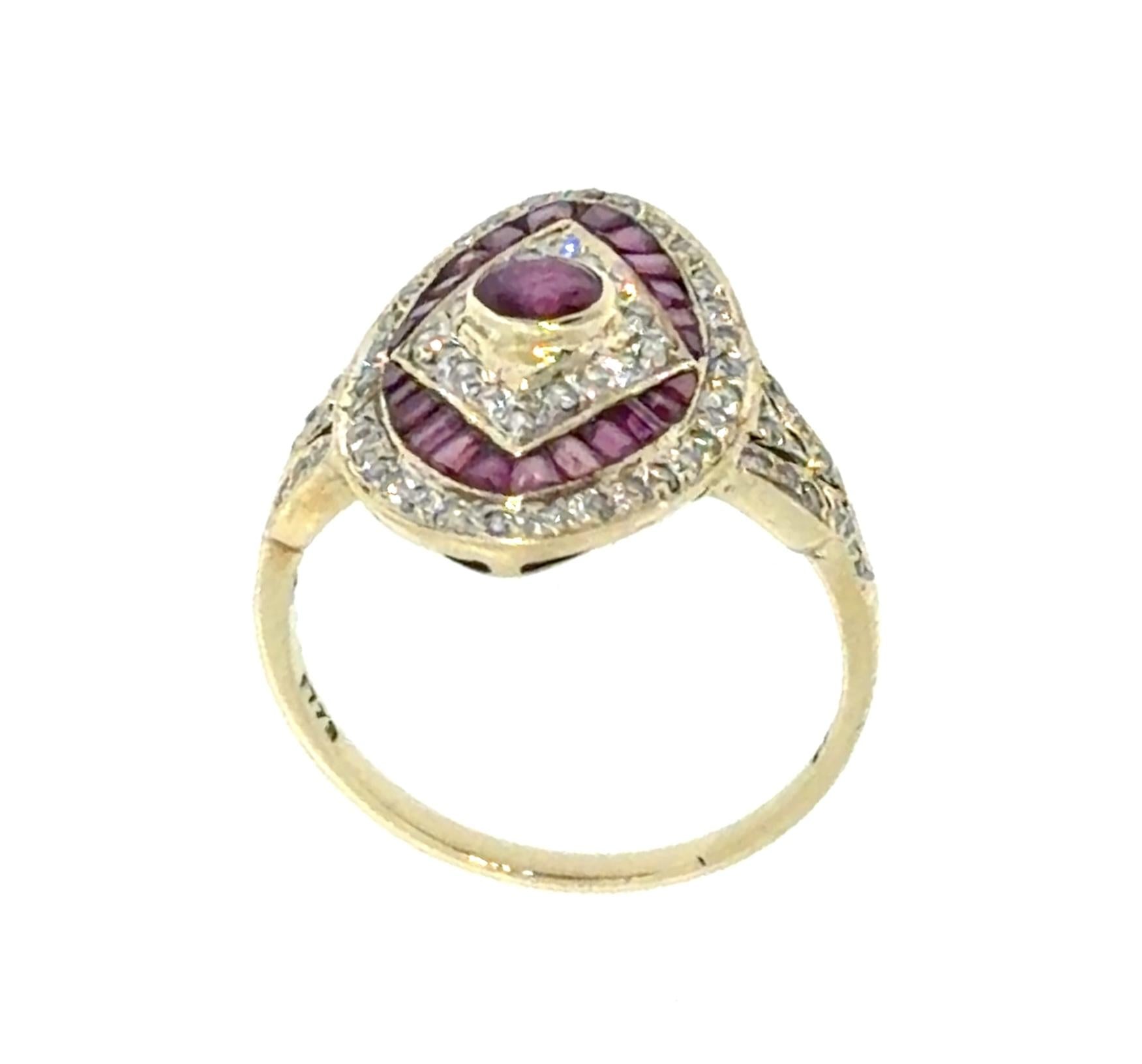 1.40ct Ruby .75ct Diamond 14KY Gold Ring (Vintage 1960s) 3.5g 7.25 Size