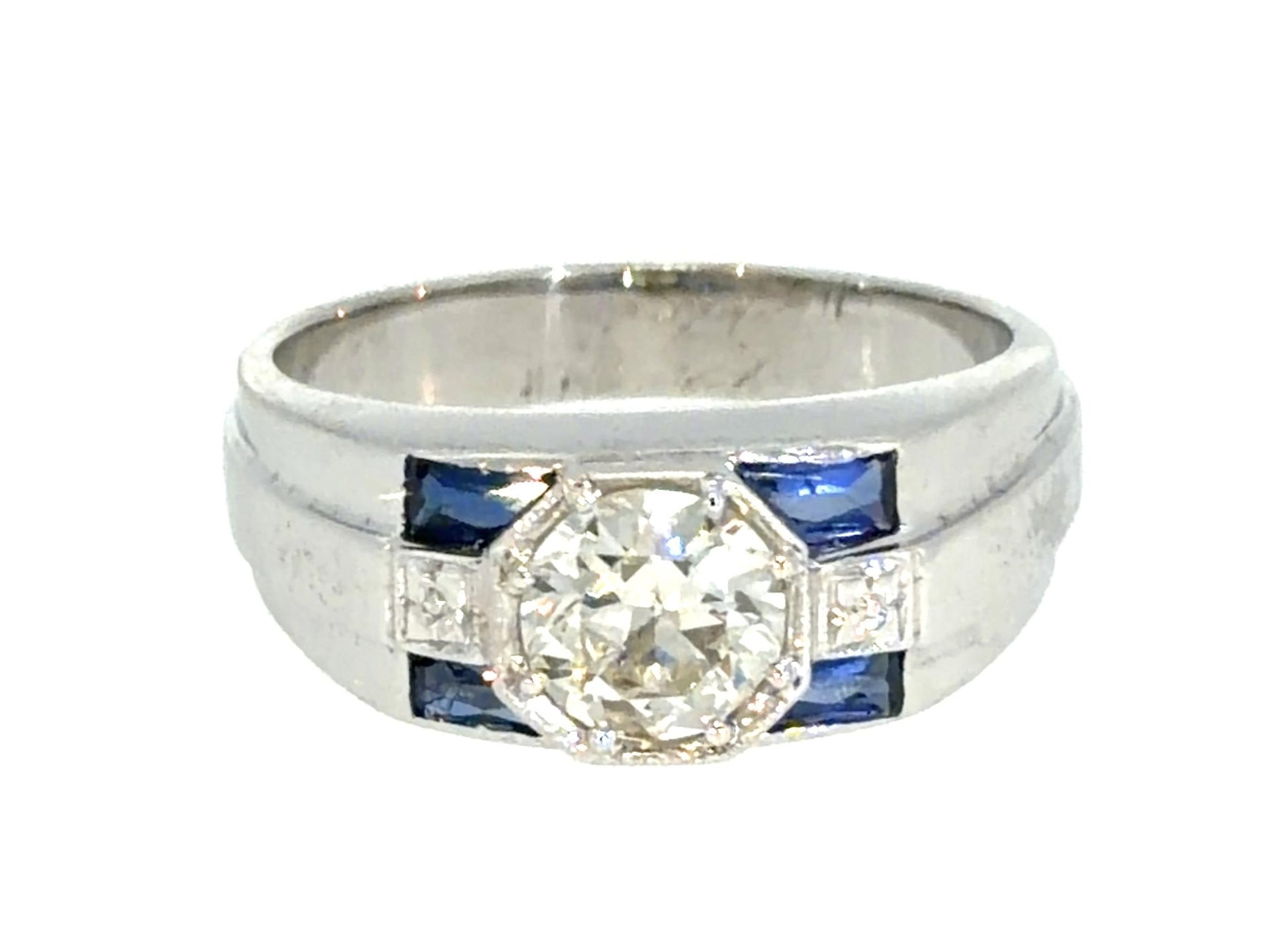 Art Deco I-J VS 1.06ct Euro Dia (No Cert) 18KW Gold Men's Ring