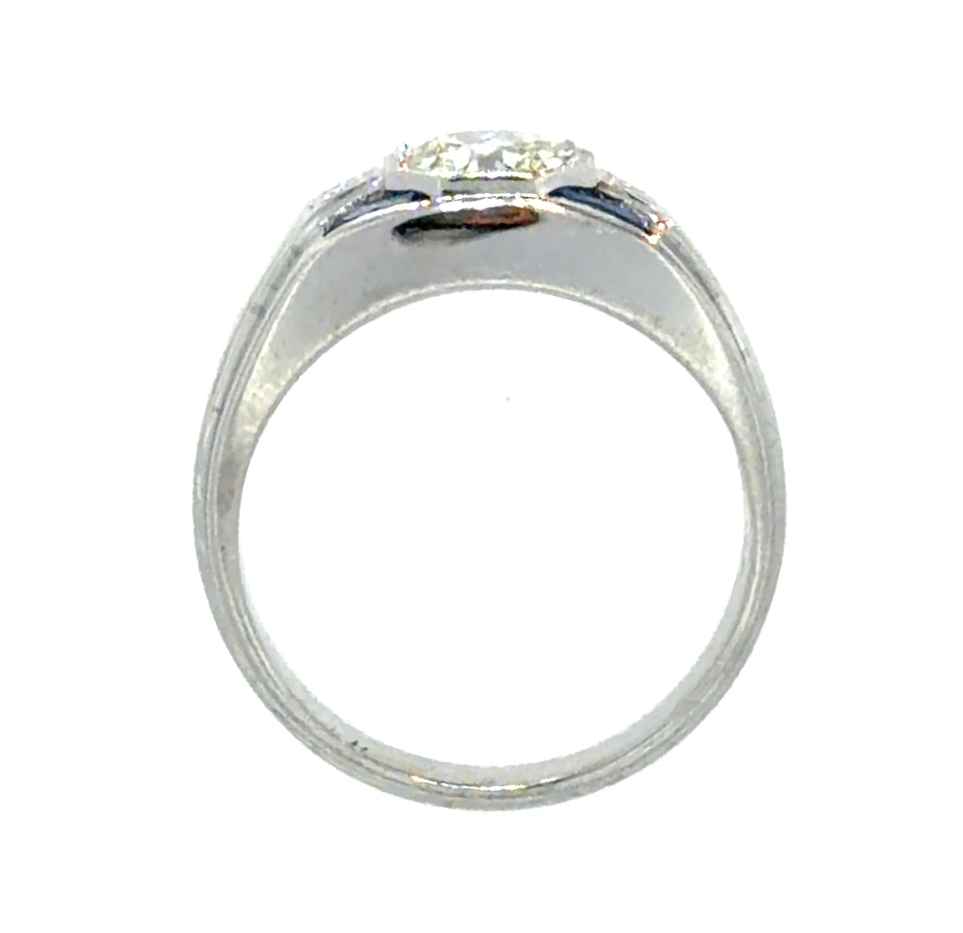 Art Deco I-J VS 1.06ct Euro Dia (No Cert) 18KW Gold Men's Ring