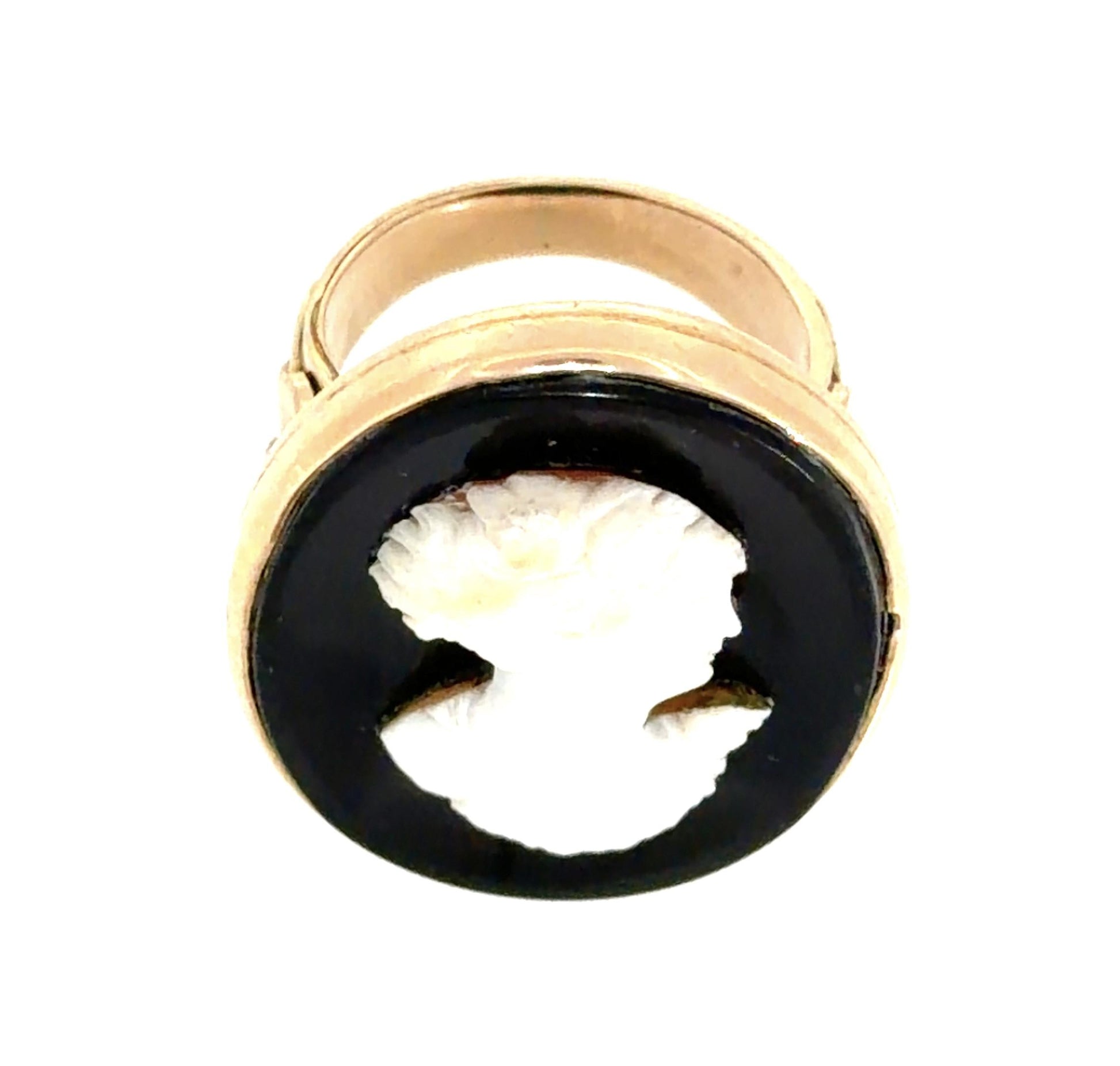 Original Victorian Female Cameo 14KY Gold Ring (Antique 1890s) 12.40g 6.50 Size