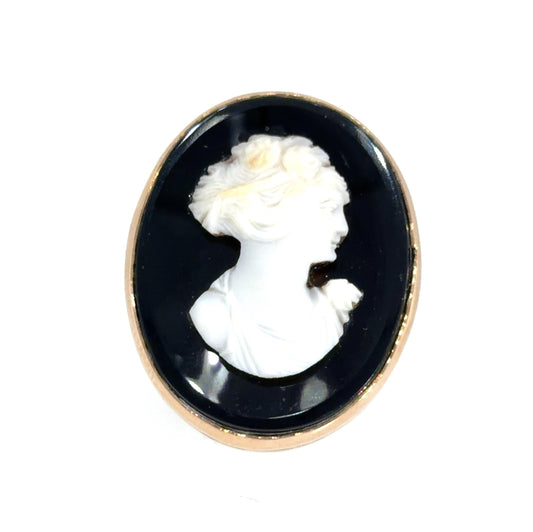 Original Victorian Female Cameo 14KY Gold Ring (Antique 1890s) 12.40g 6.50 Size