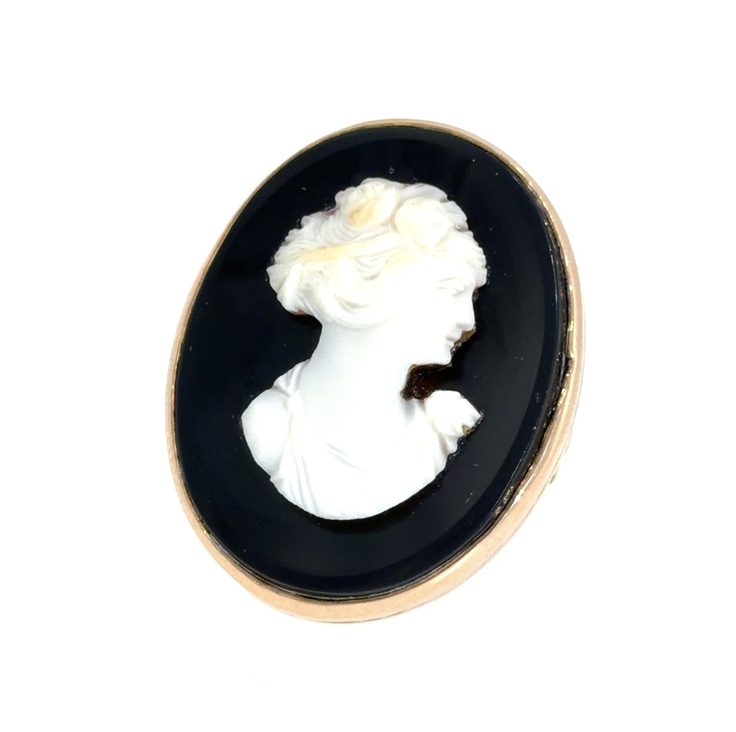 Original Victorian Female Cameo 14KY Gold Ring (Antique 1890s) 12.40g 6.50 Size